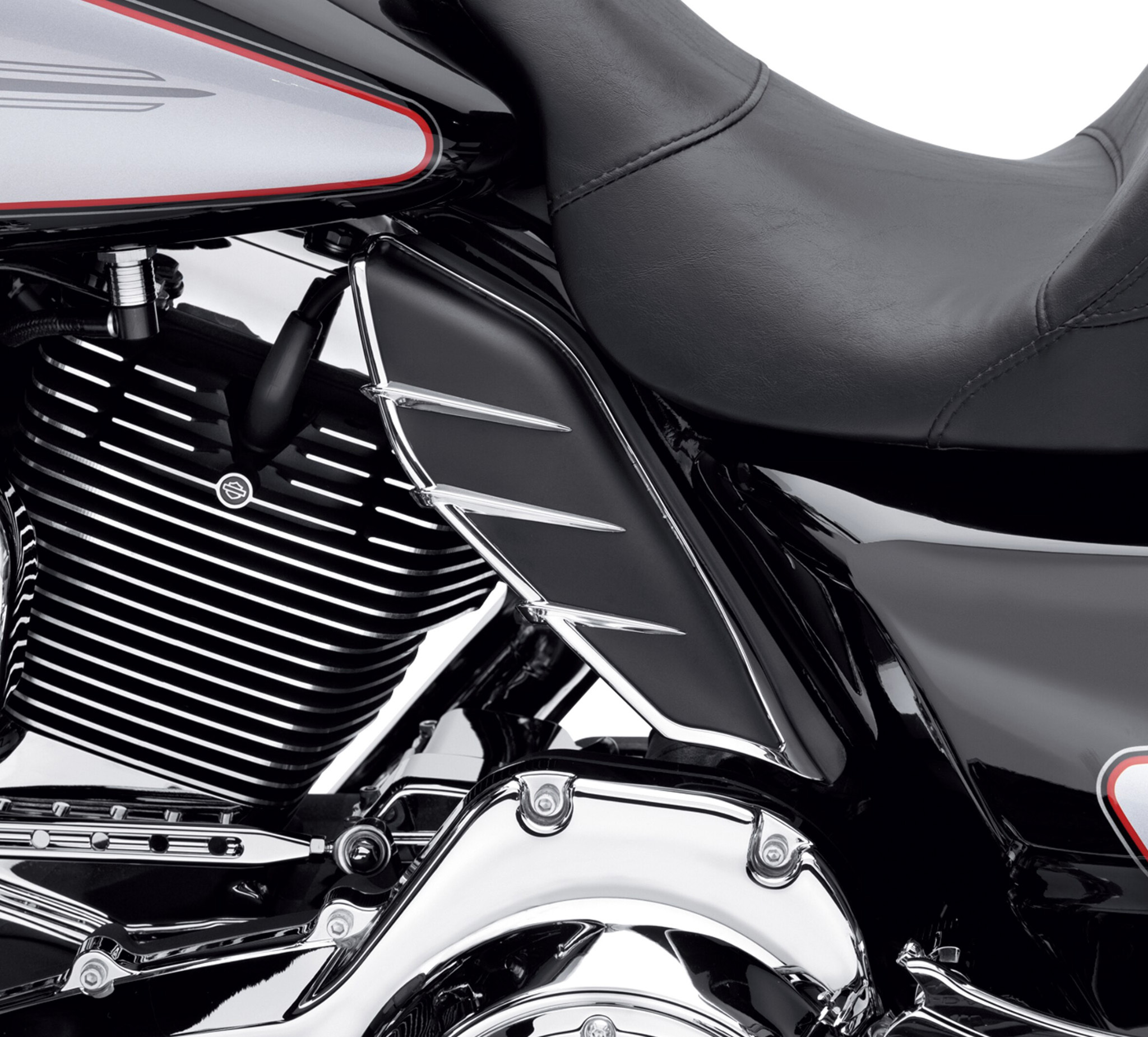 Black Black Mid Frame Air Heat Deflectors Trim Left Right Set Compatible for Harley Touring and Trike Models 2009-2016 