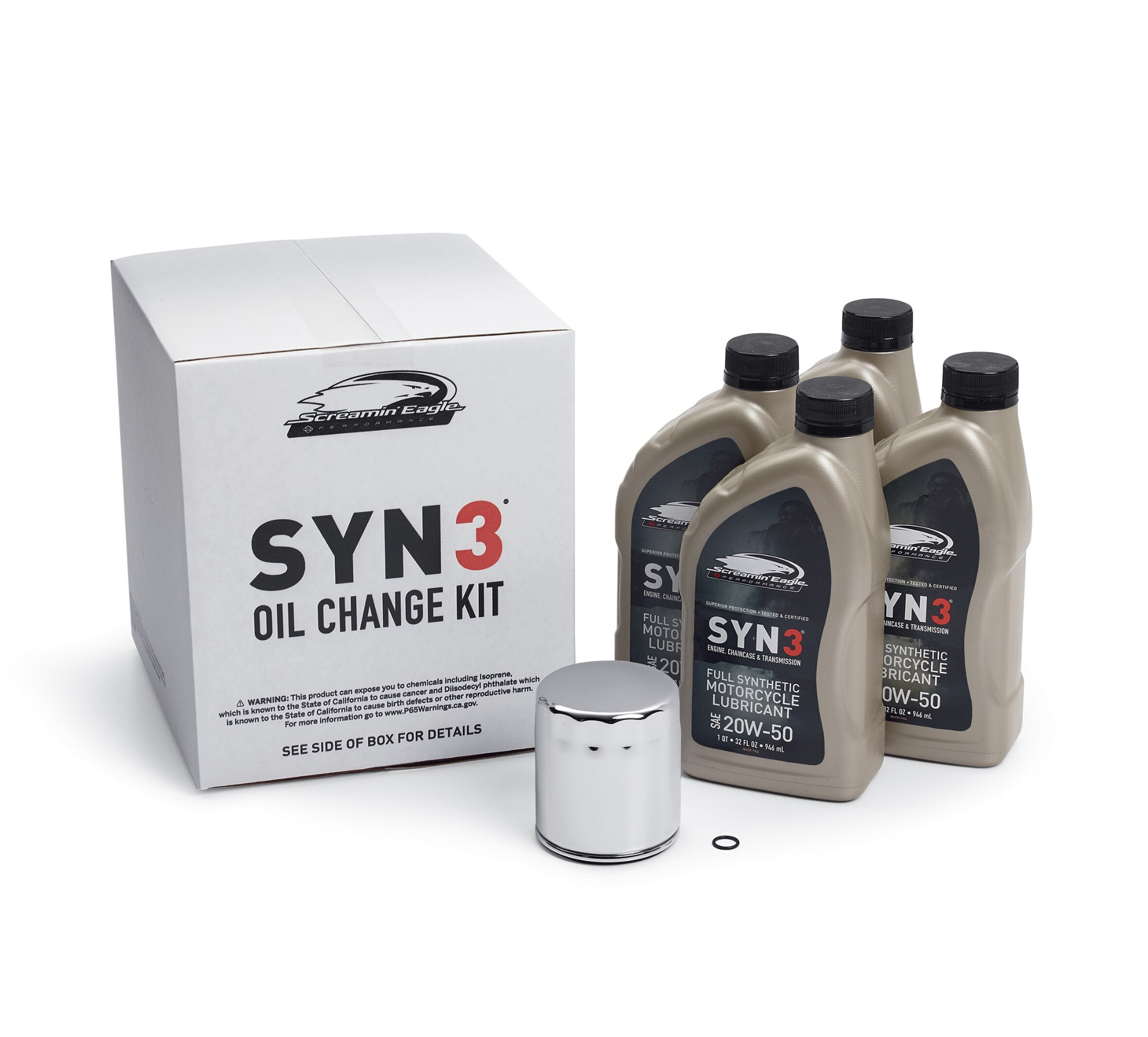 4 Qt Syn3 Full Synthetic Motorcycle Lubricant Oil Change Kit Chrome Filter 62600082 Harley Davidson Usa