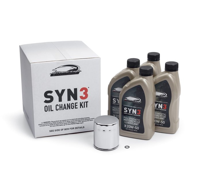 4 Qt. SYN3 Full Synthetic Motorcycle Lubricant Oil Change Kit – Chrome Filter 1