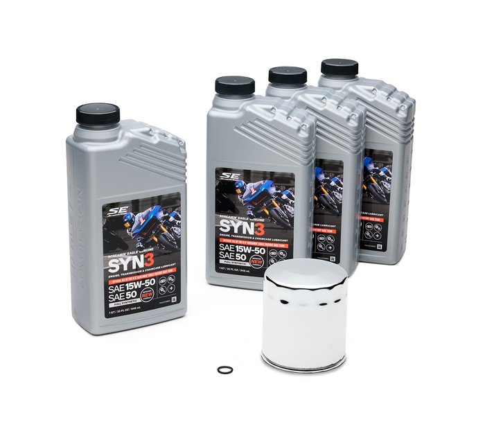 4 Qt Syn3 Full Synthetic Motorcycle Lubricant Oil Change Kit Chrome Filter 62600082 Harley Davidson Usa