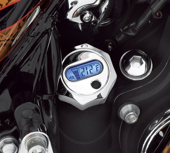 Oil Level and Temperature Dipstick with Lighted LCD Readout- Chrome 1