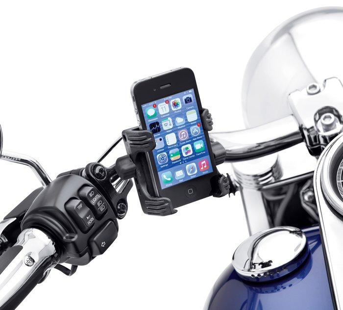 Black Smartphone Holder Handlebar Mount for Harley-Davidson Road King EFI FLHRI 