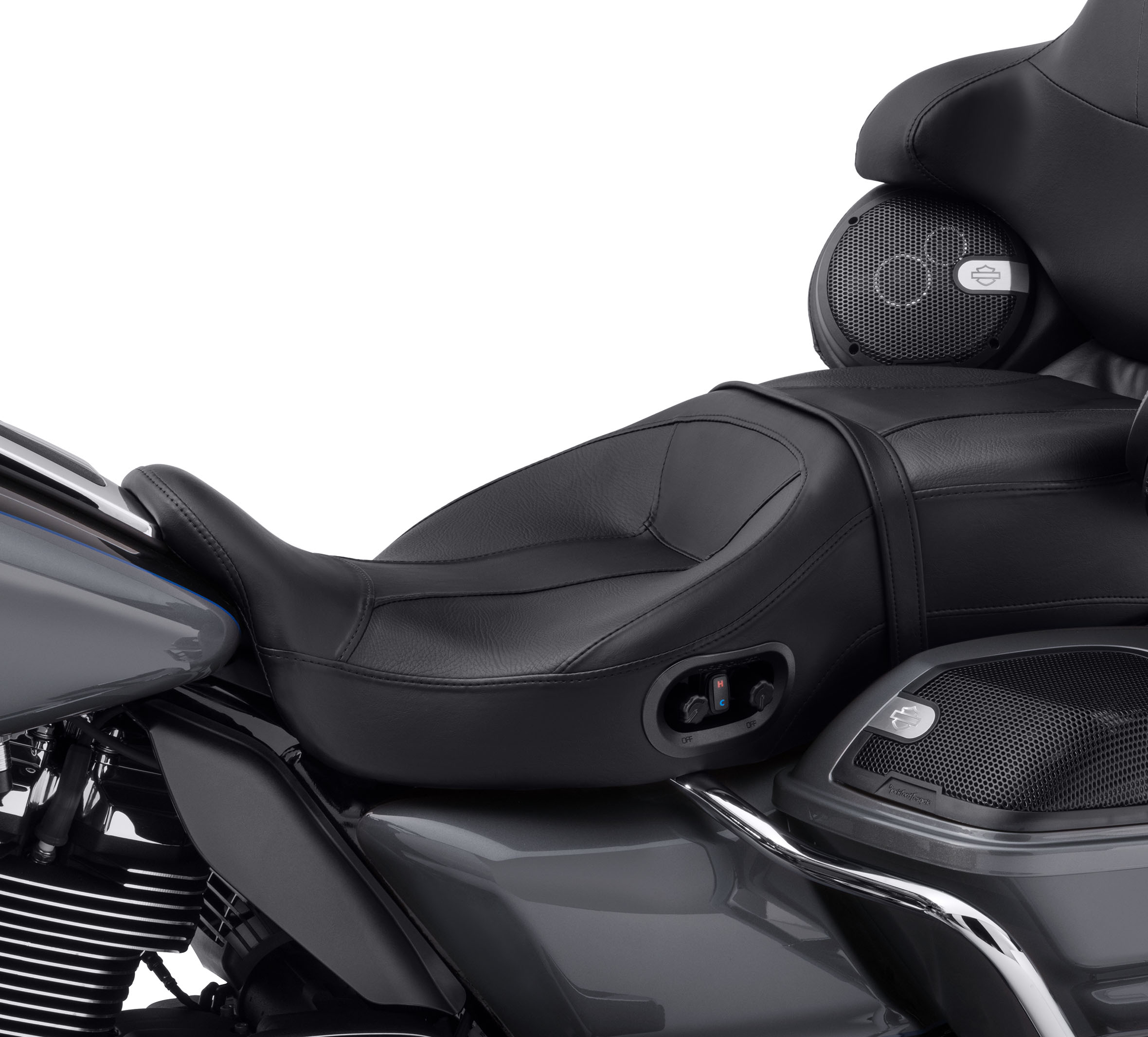 HTT Motorcycle Black Custom Driver Passenger 2-up Checks Style Leather Seat For 1997 1998 1999 2000 2001 2002 2003 2004 2005 2006 Harley Davidson FLHT Electra Glide Standard 