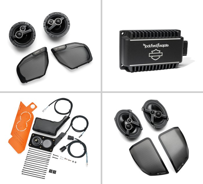 Paquete de Kit de 4 Altavoces Stage II de Harley Davidson Audio con tecnología de Rockford Fosgate 1