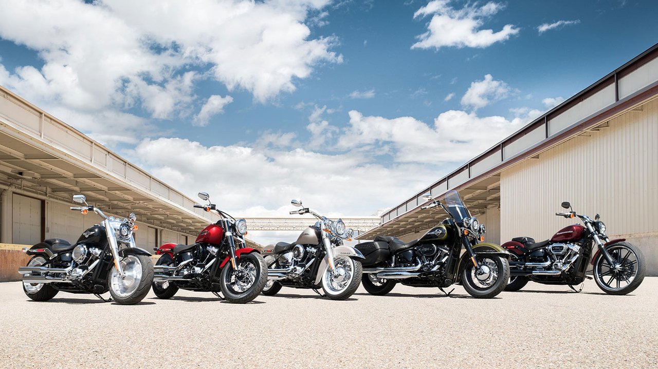 Lineup of Harley Motorcycles