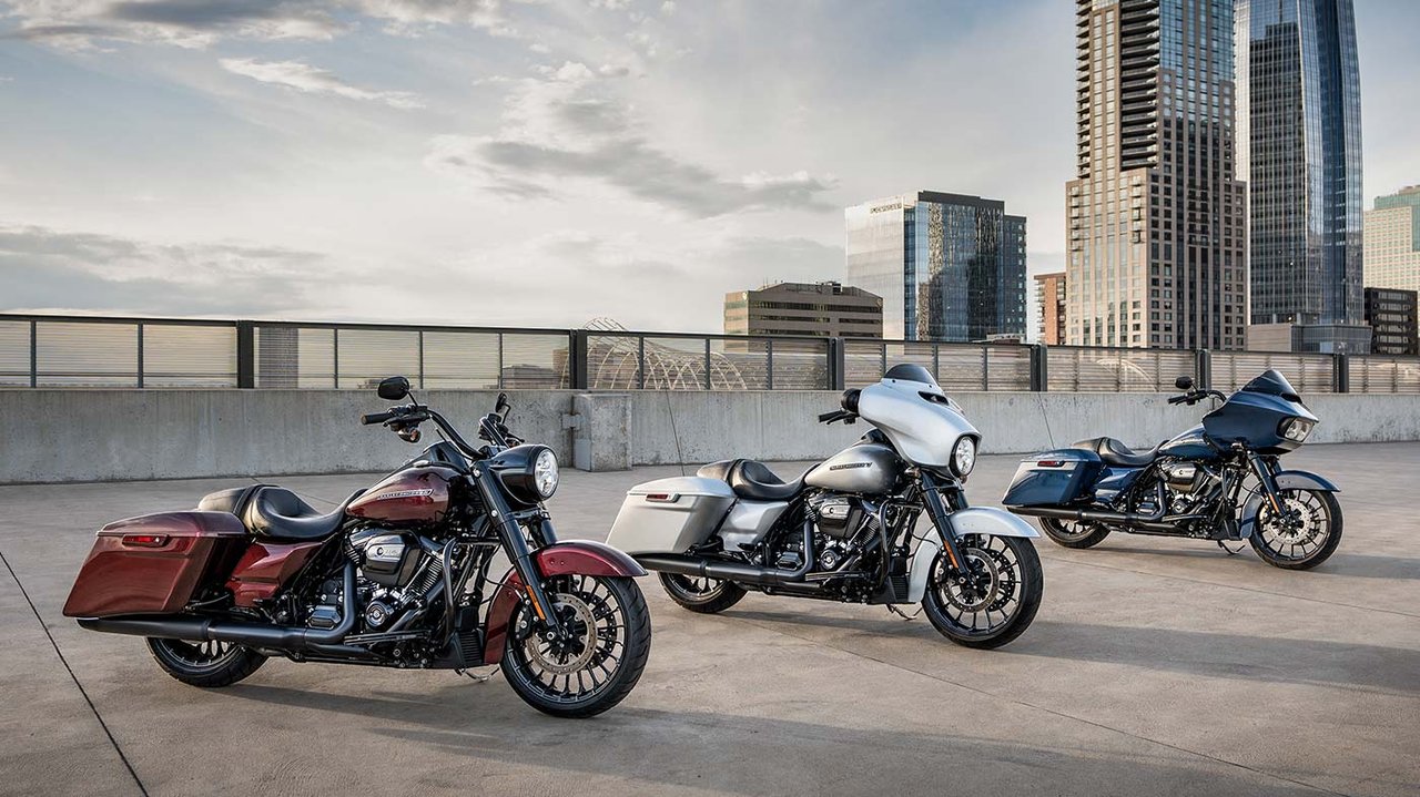 Three Harley Motorcycles