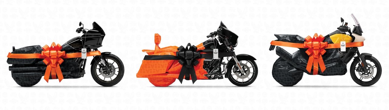 wrapped motorcycles with bows