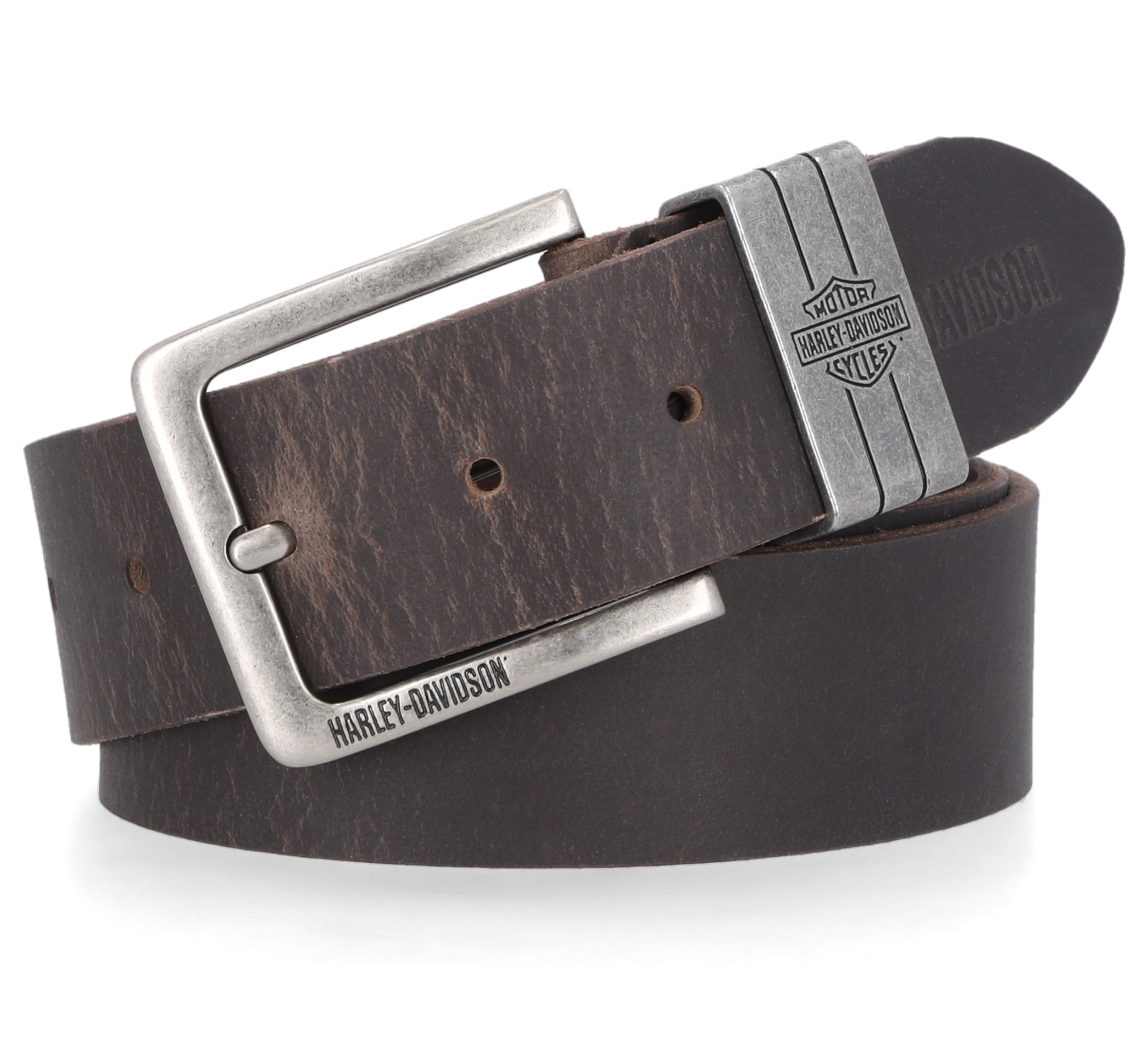 Metal Bar & Shield Keeper Belt in Brown