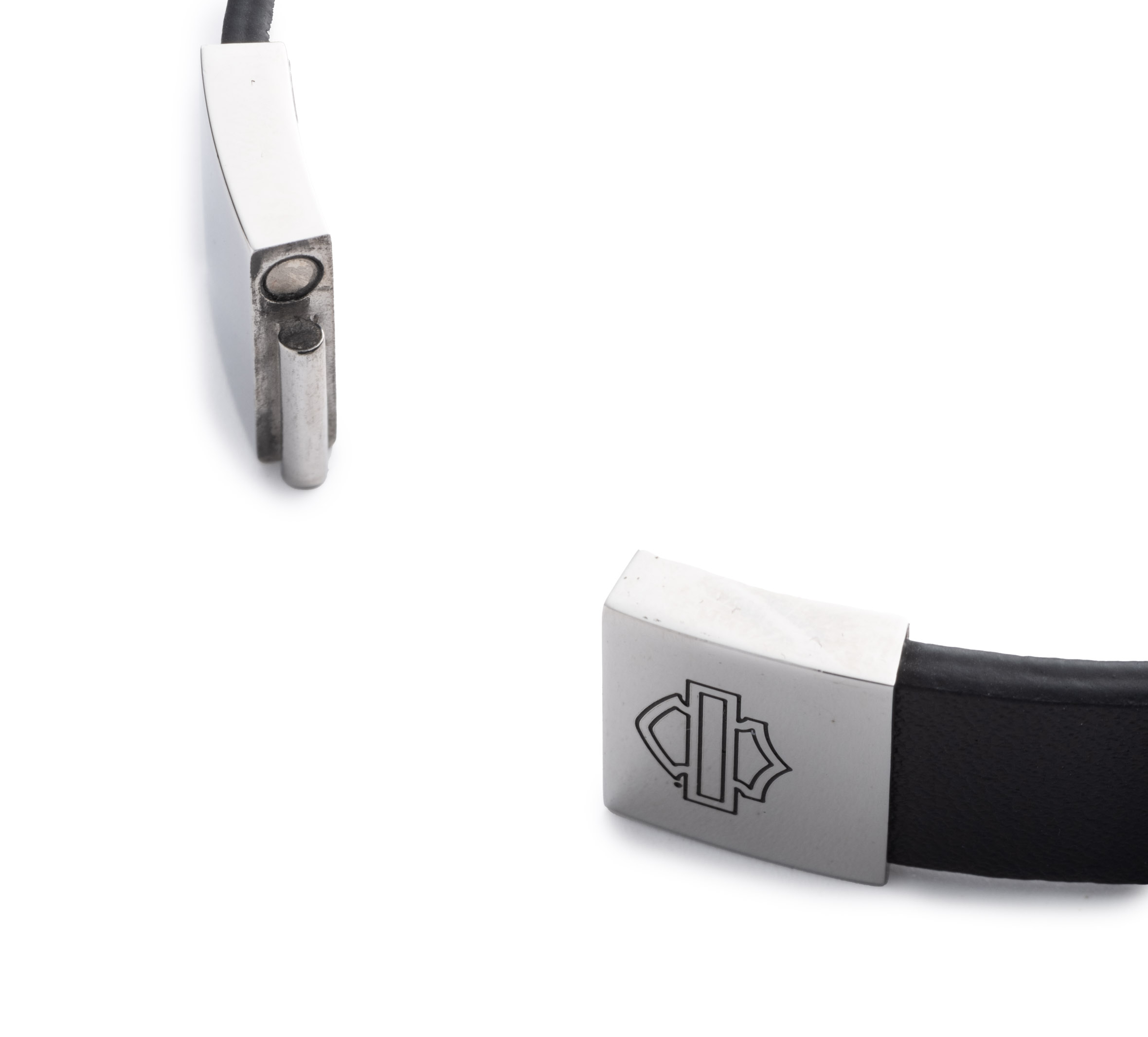 Men's 9" H-D Plate Leather Cuff Bracelet