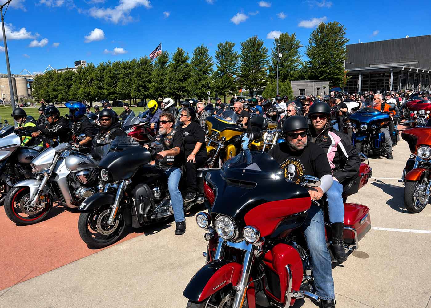 Large group of motorcycle and riders