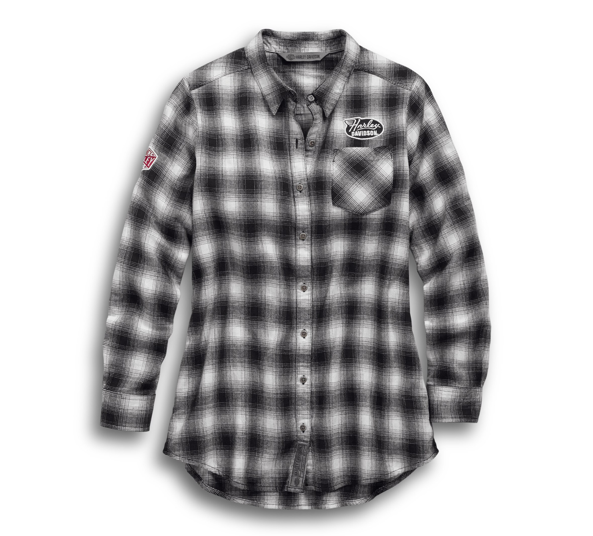 Women's Crackle Print Graphic Plaid Shirt