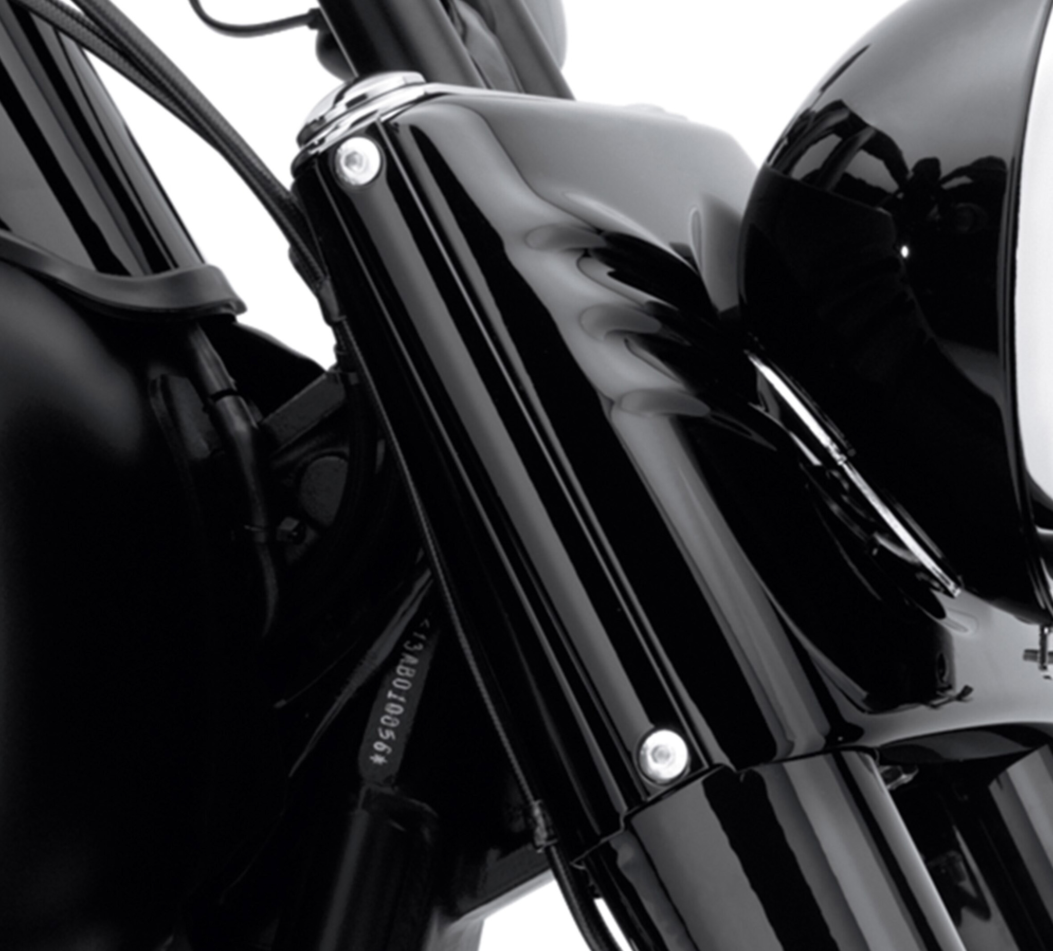 MCS Fork And Lamps Cover Kit – Black, Ox Head Design For Harley-Davidson FLST 1986-2017