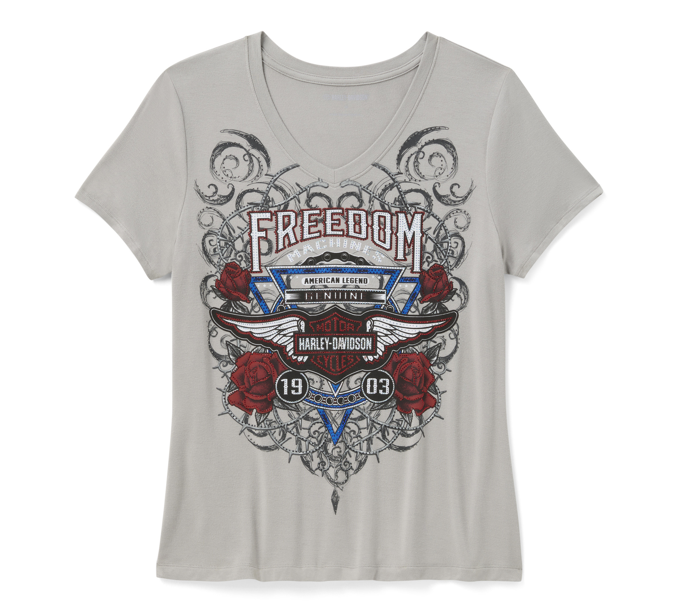Women's Bling Highway Rider Short Sleeve V Neck