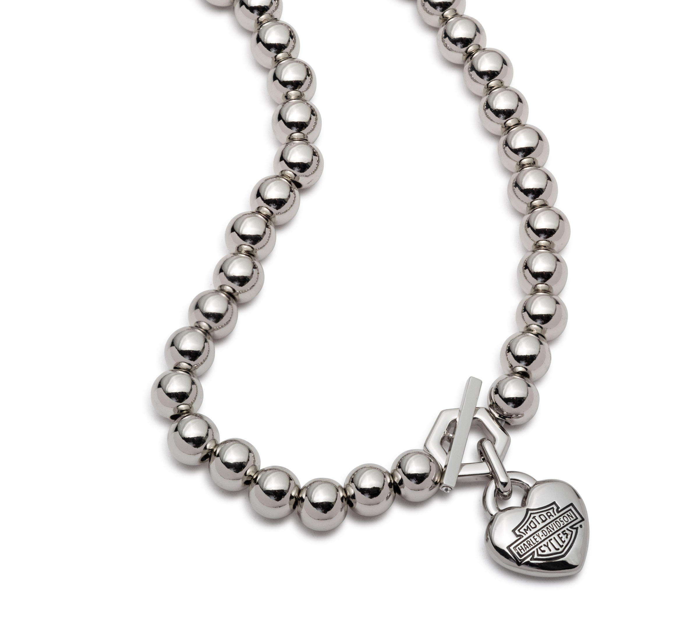 Collier en perles à loquet en forme de cœur Bar & Shield de 16 po pour femmes