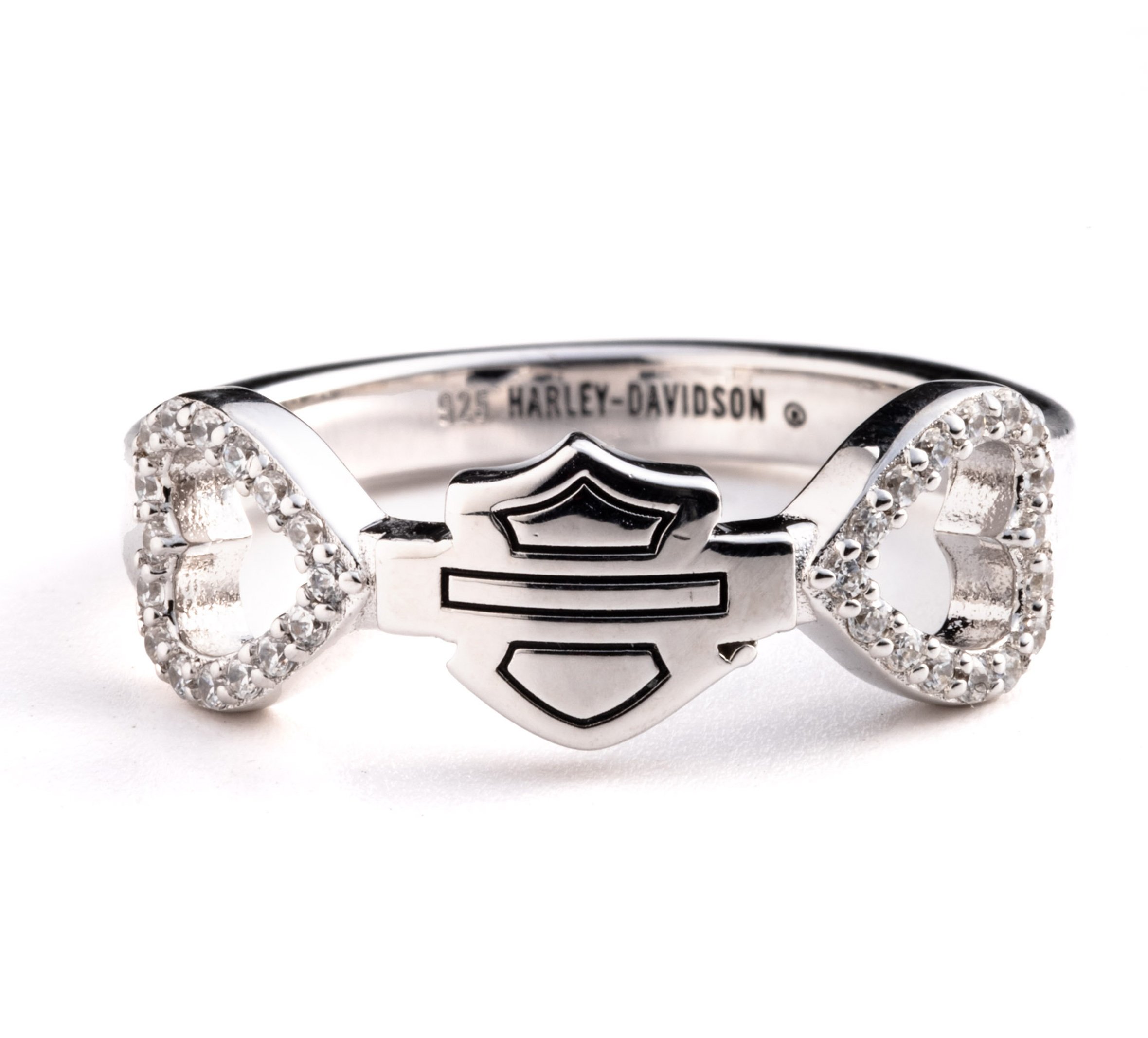 Women's Sterling Silver Bar & Shield Double Heart Ring