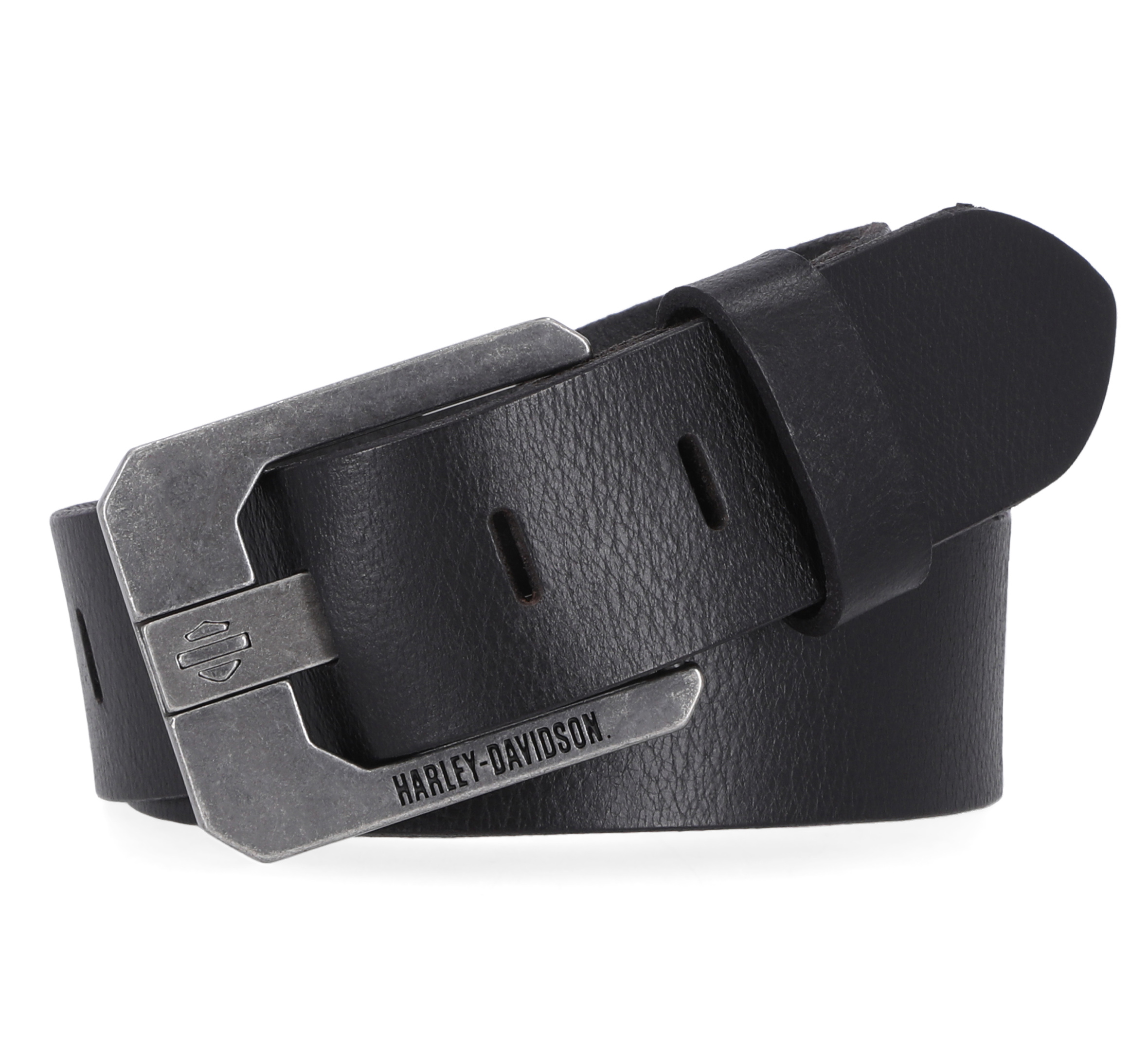 Die Cut Bar & Shield Prong Belt in Black