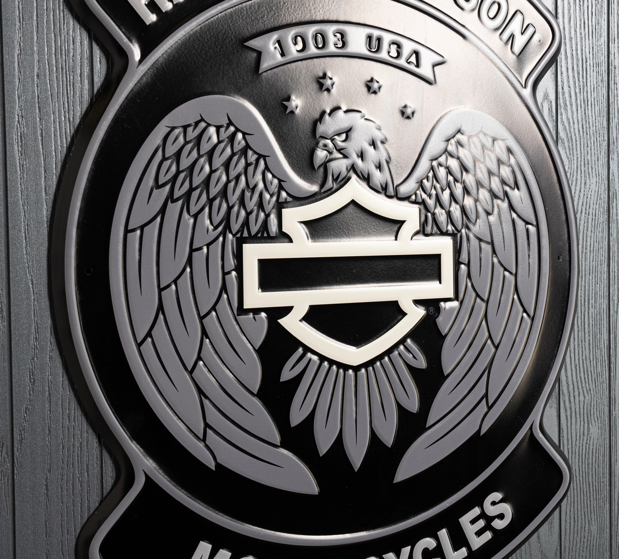 Open Bar & Shield Eagle Metal Sign