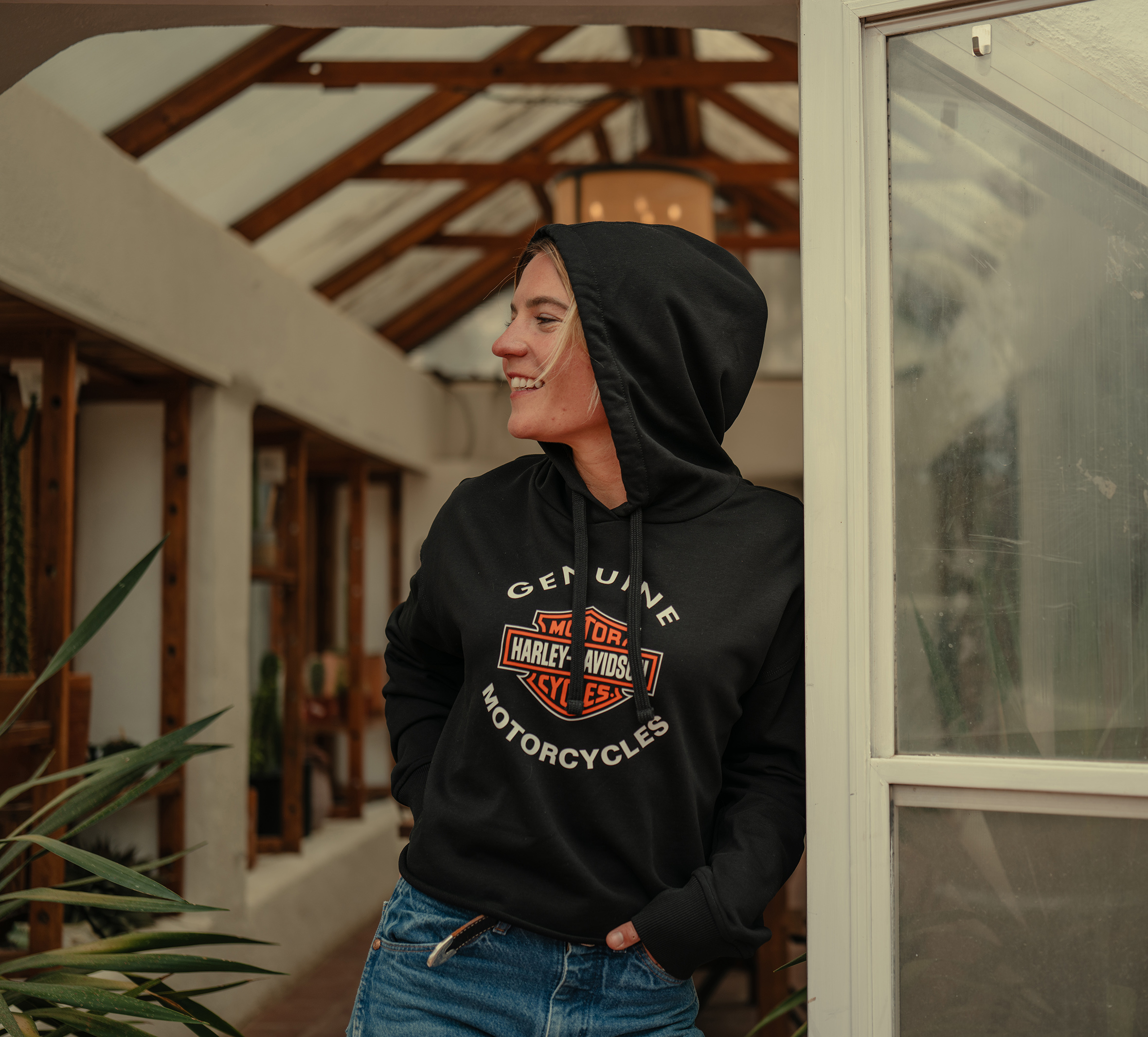 Felpa con cappuccio da donna H-D Essential Raw-Edge