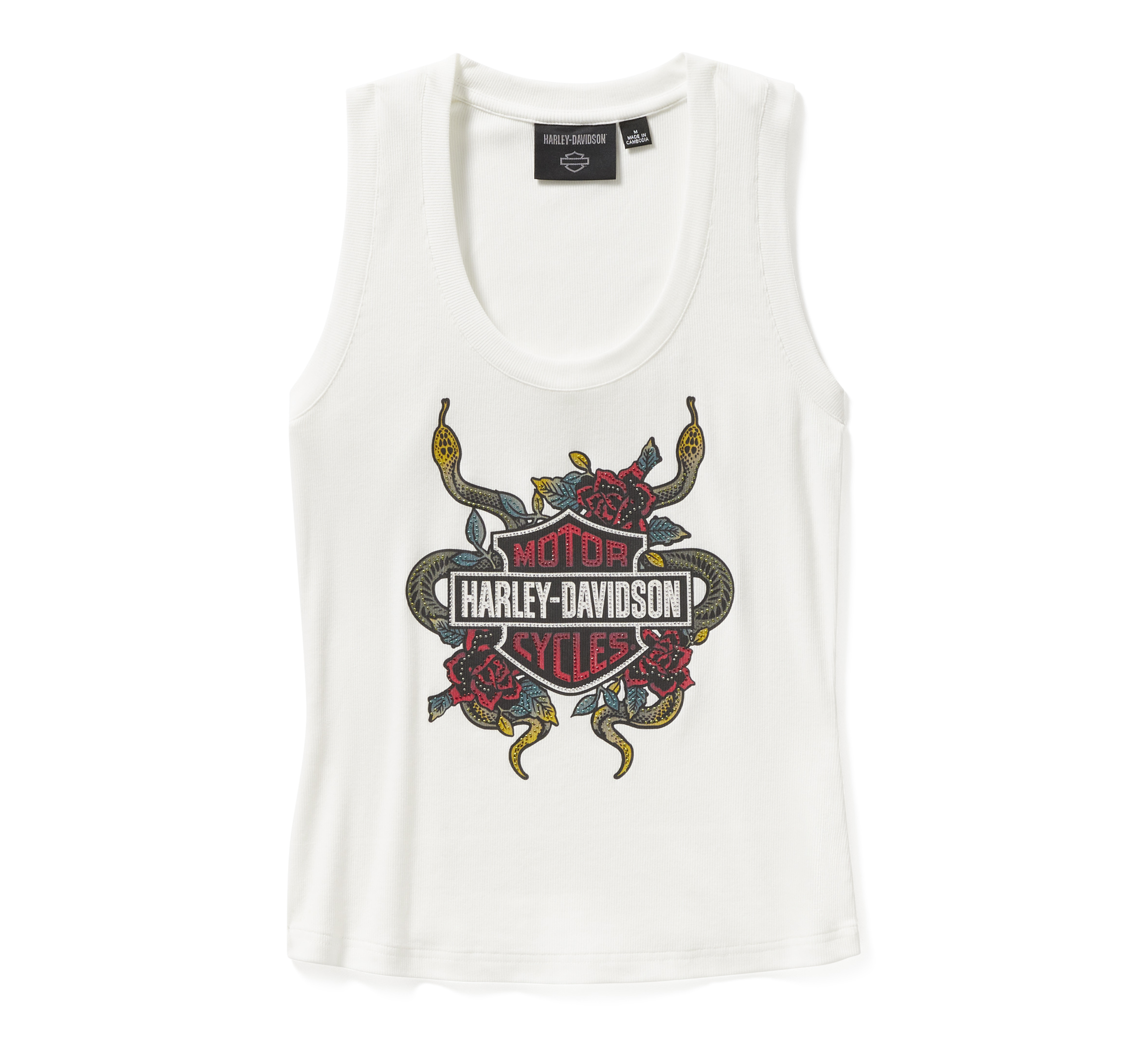 Women's Serpent Rose Bling Ribbed Tank