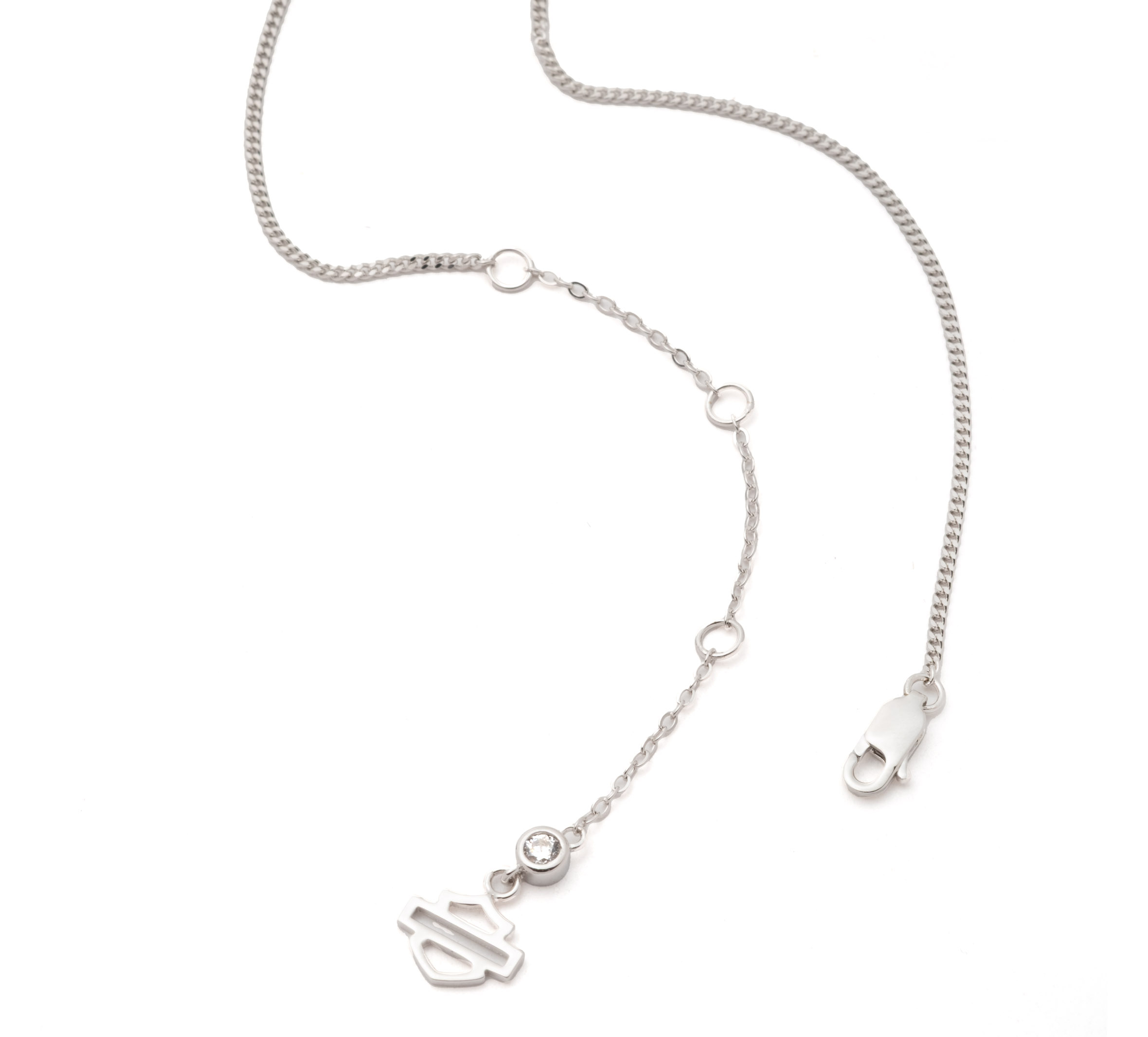 Women's 16" Sterling Silver Bar & Shield Double Twist Pendant