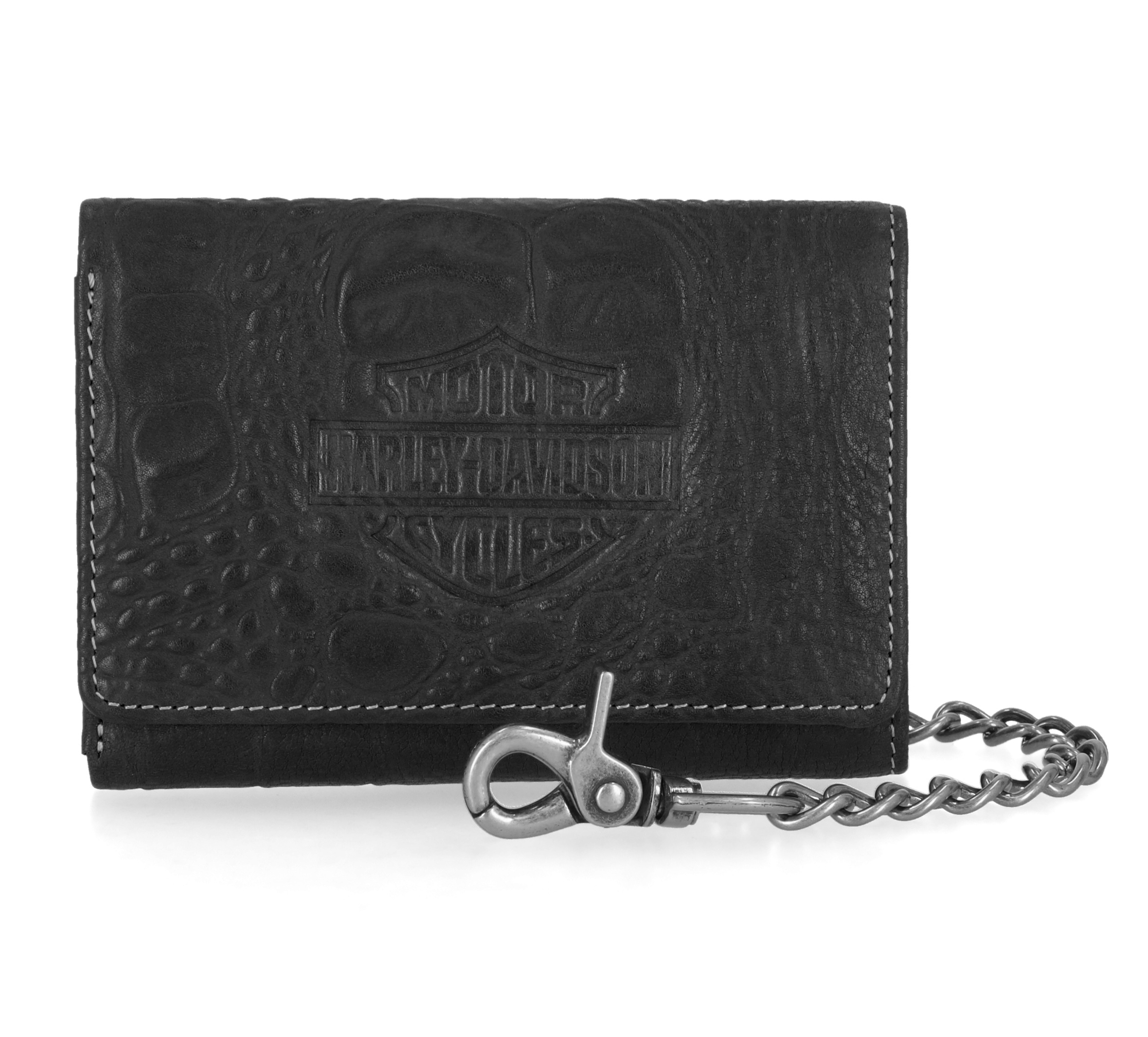 Croco Bar & Shield Trifold Wallet With Chain | Harley-Davidson USA