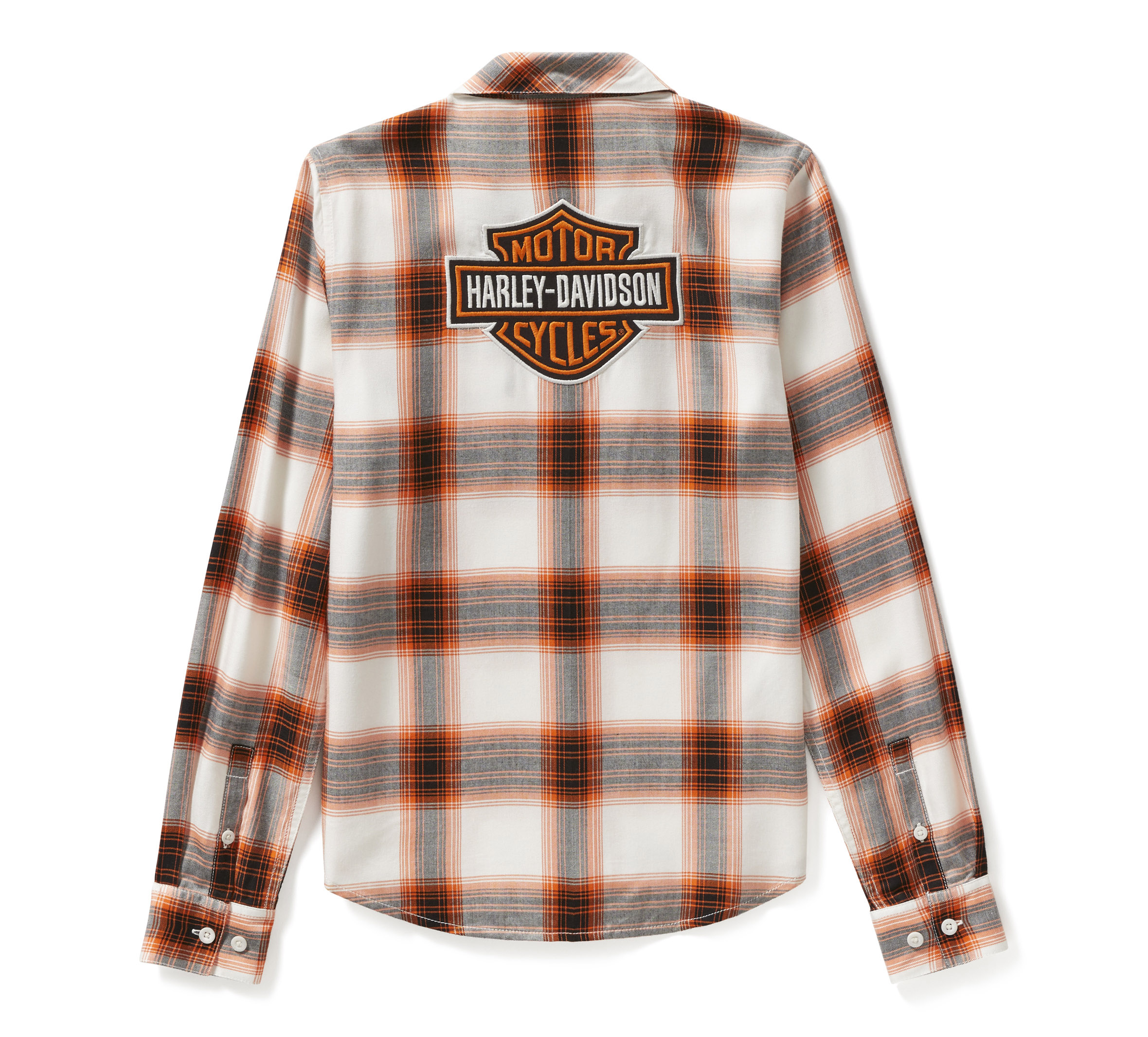 Women's Essential Bar & Shield Woven Plaid Long Sleeve