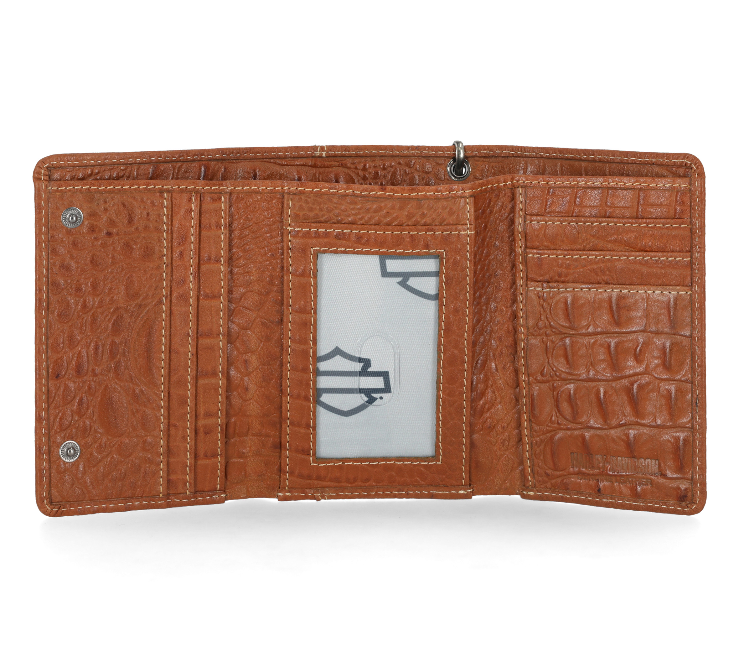 Croco Bar & Shield Trifold Wallet With Chain | Harley-Davidson CA