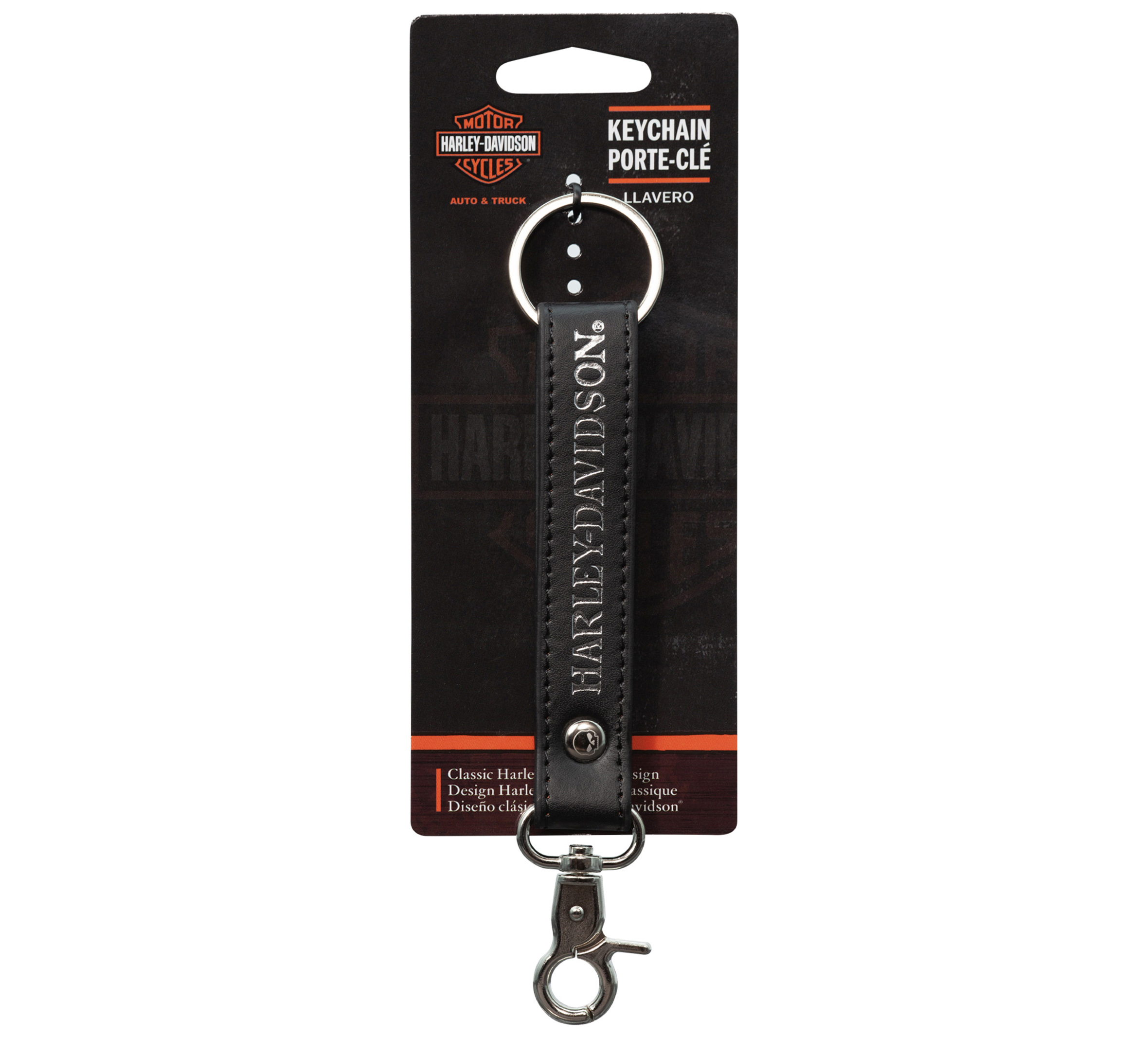 Skull Design Black Strap Key Chain