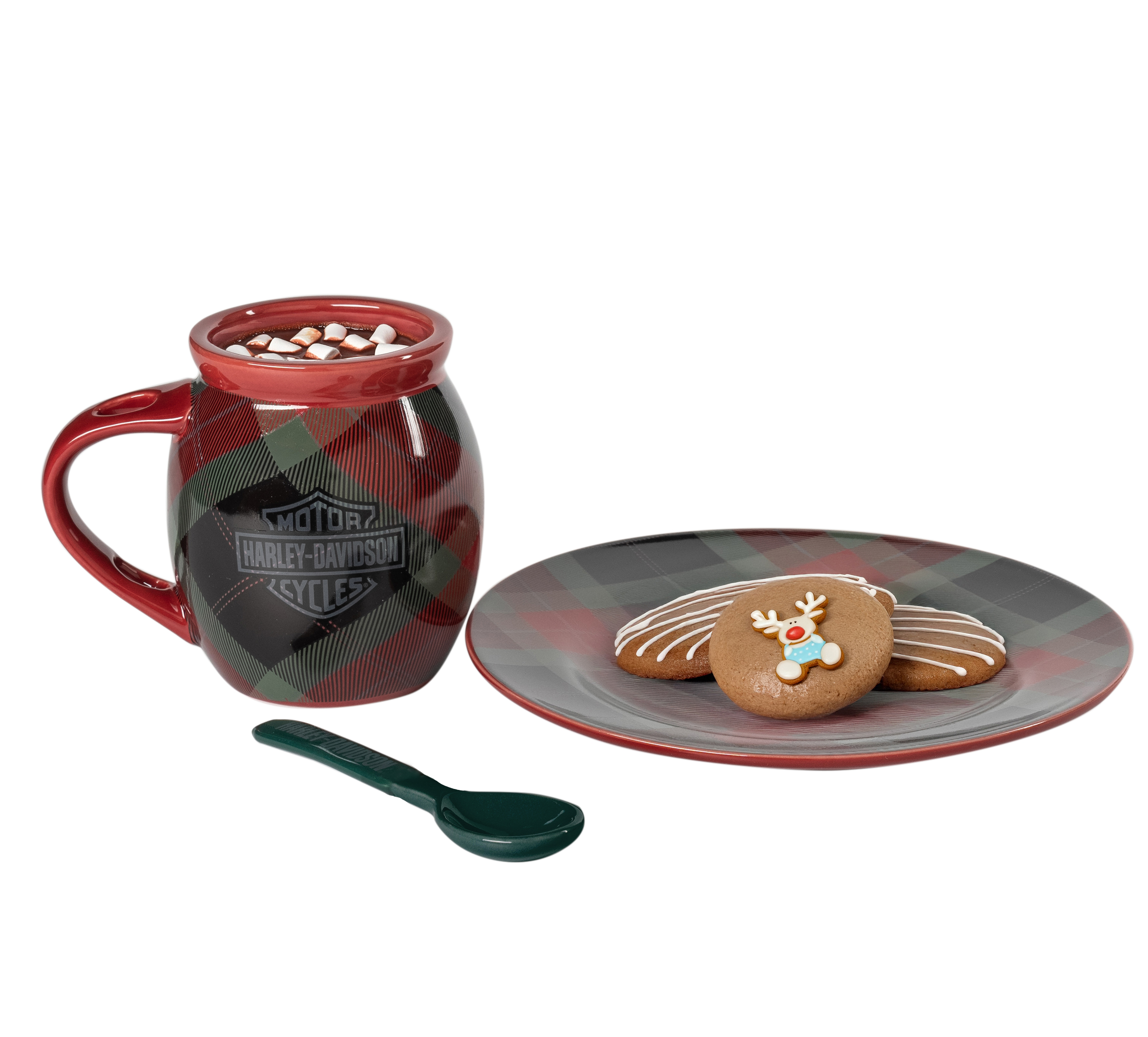 Holiday Plaid Cocoa Mug Set of 3