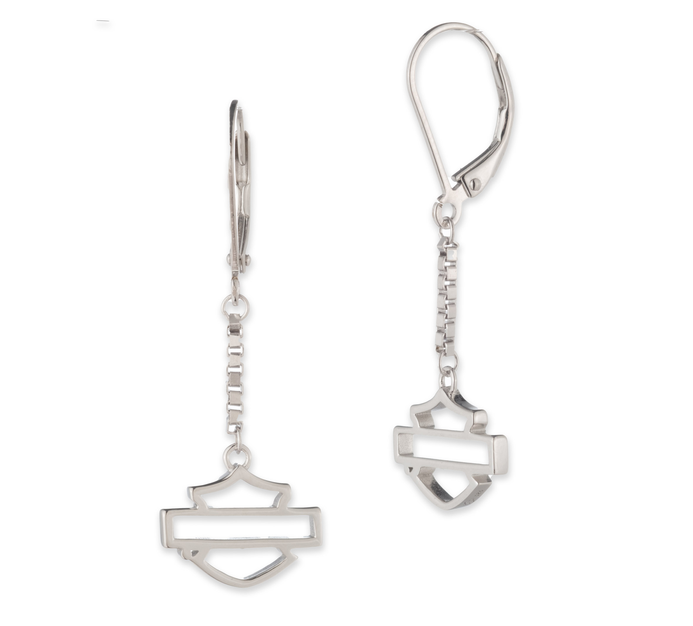 Women's Sterling Silver Bar & Shield Chain Drop Earrings