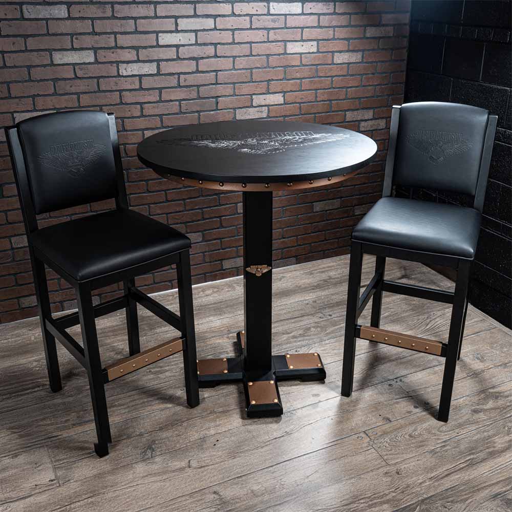H-D Bar & Shield Eagle Pub Table and Backrest Bar Stool Set