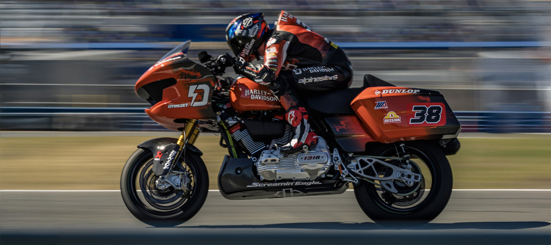 Bradley Smith rides his race-prepared Road Glide at Daytona International Speedway