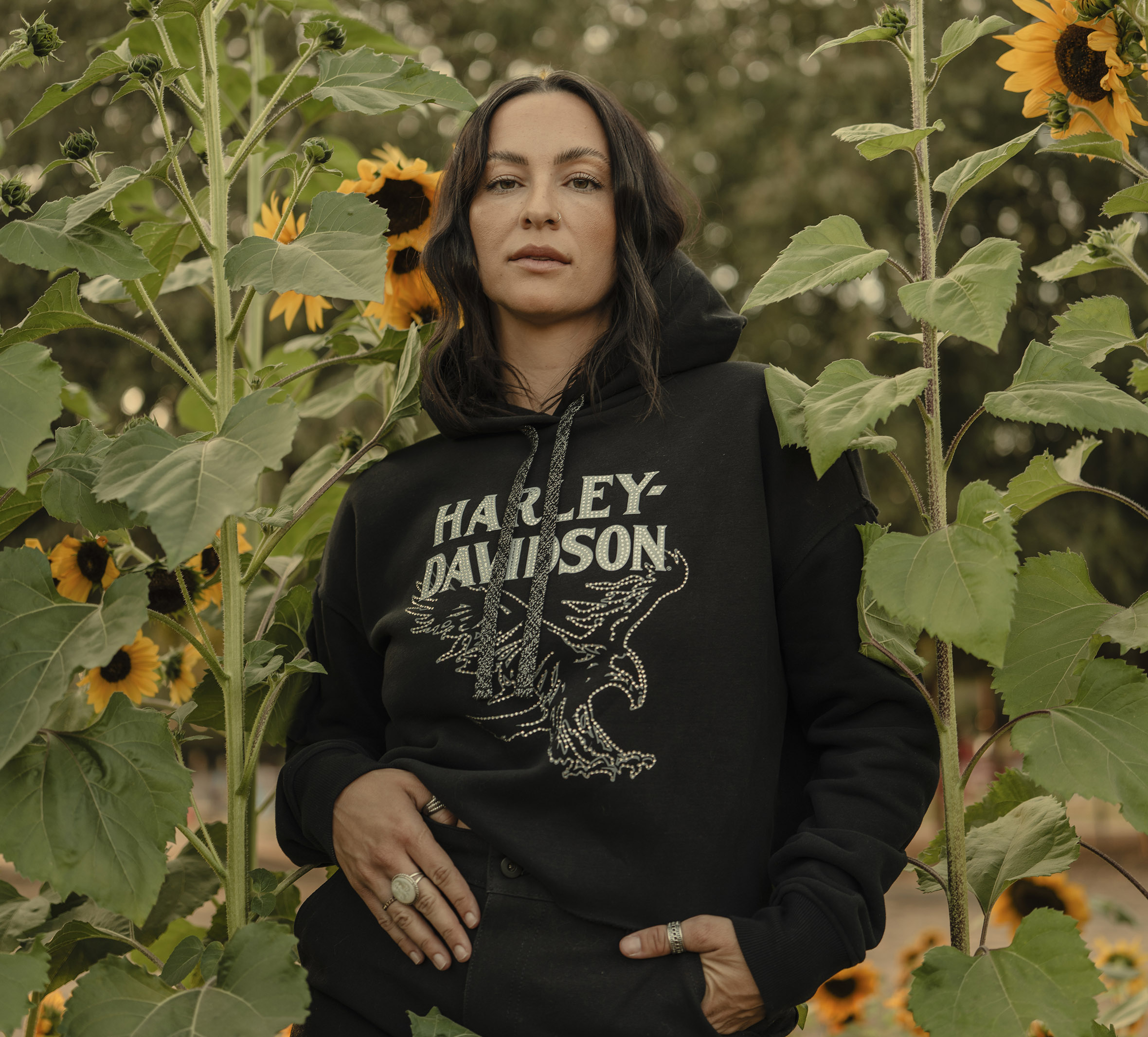 Women's Bling Raw Edge Hoodie - Harley Black | Harley-Davidson USA