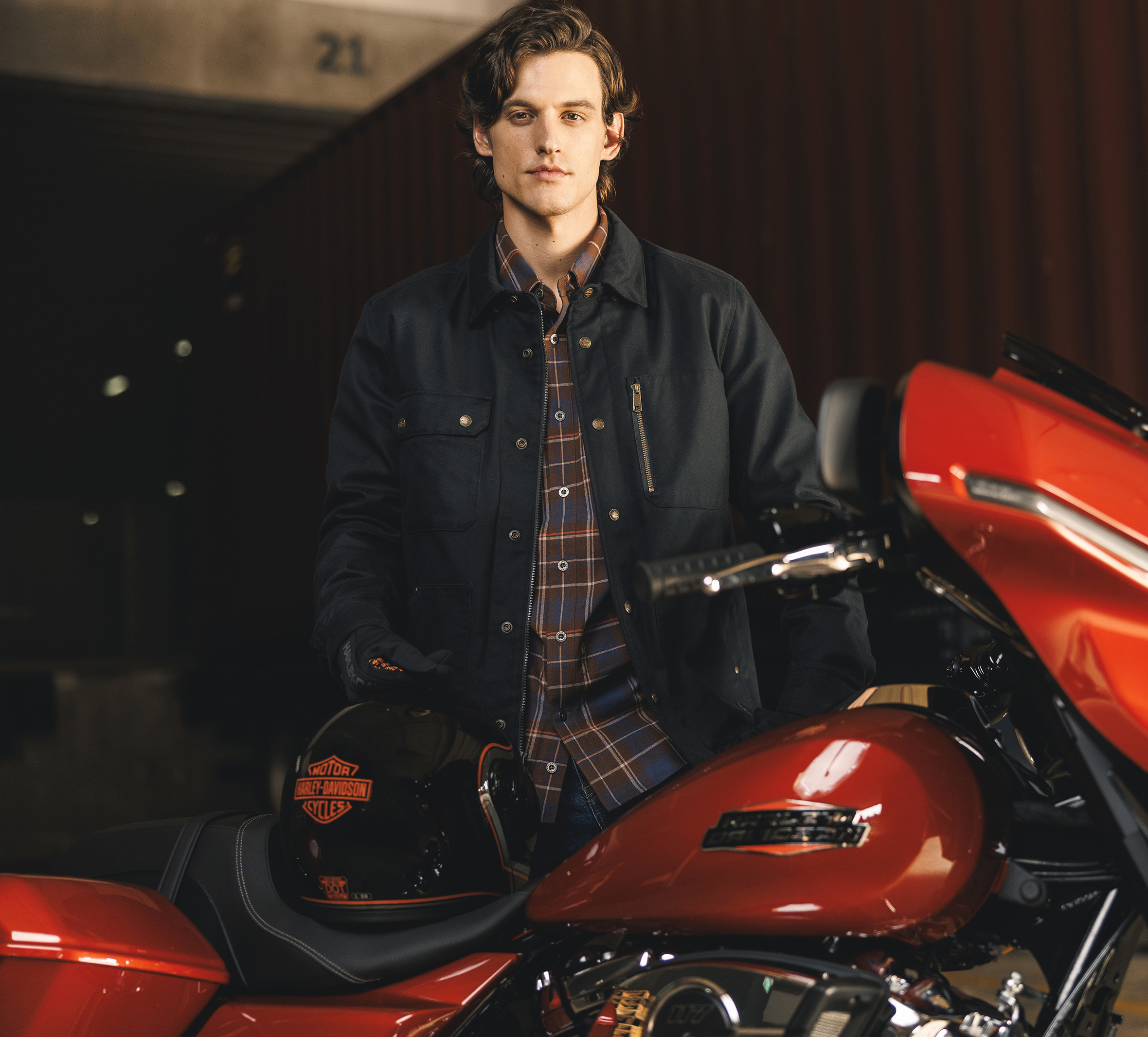 Men's Racer Font Yarn Dyed Plaid Shirt