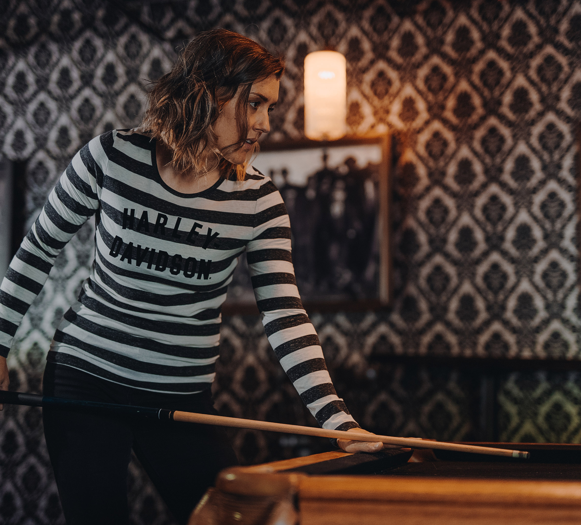 Women's Striped Race Font Long Sleeve