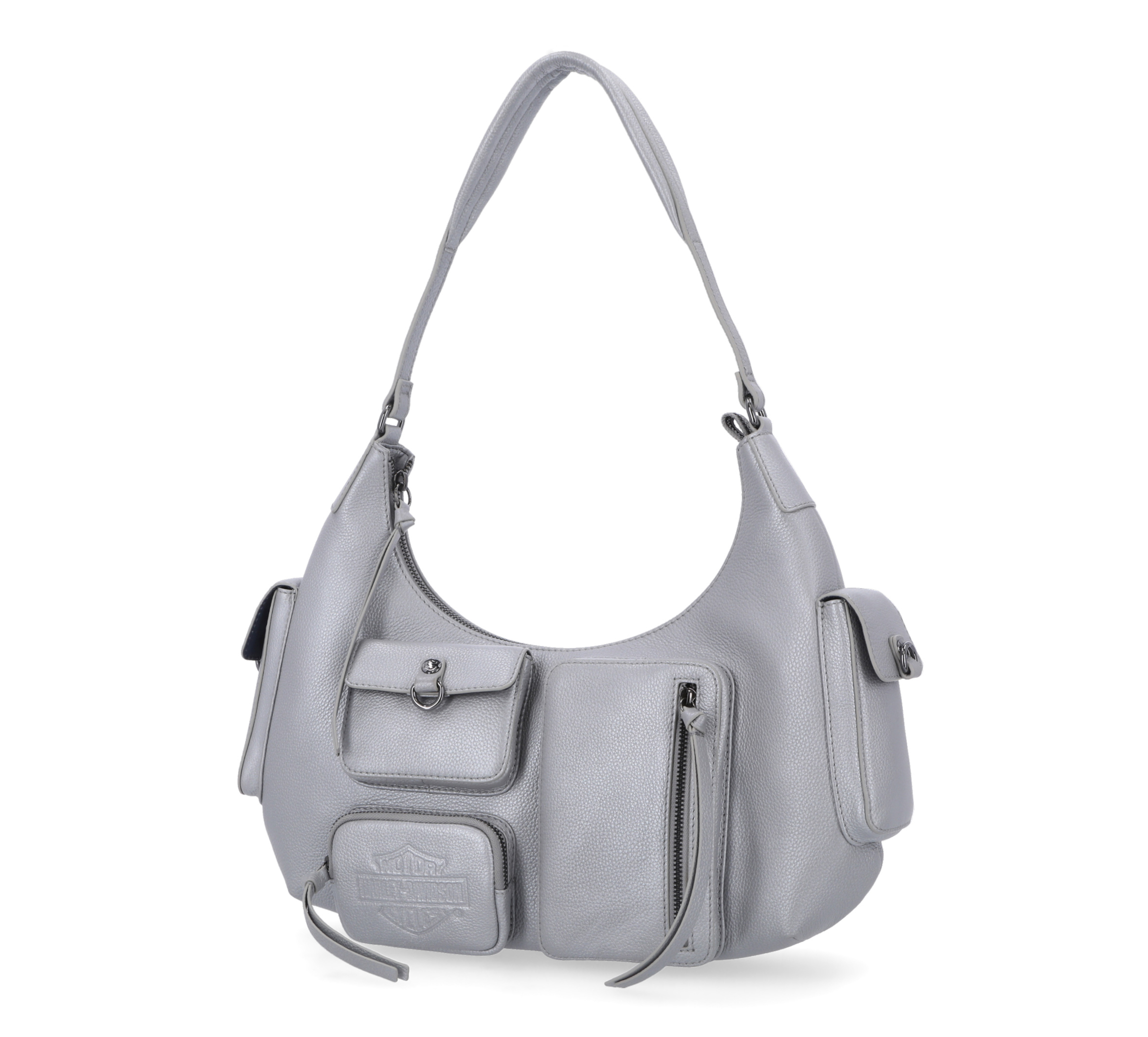 Utilitarian Pebble Leather Hobo Bag