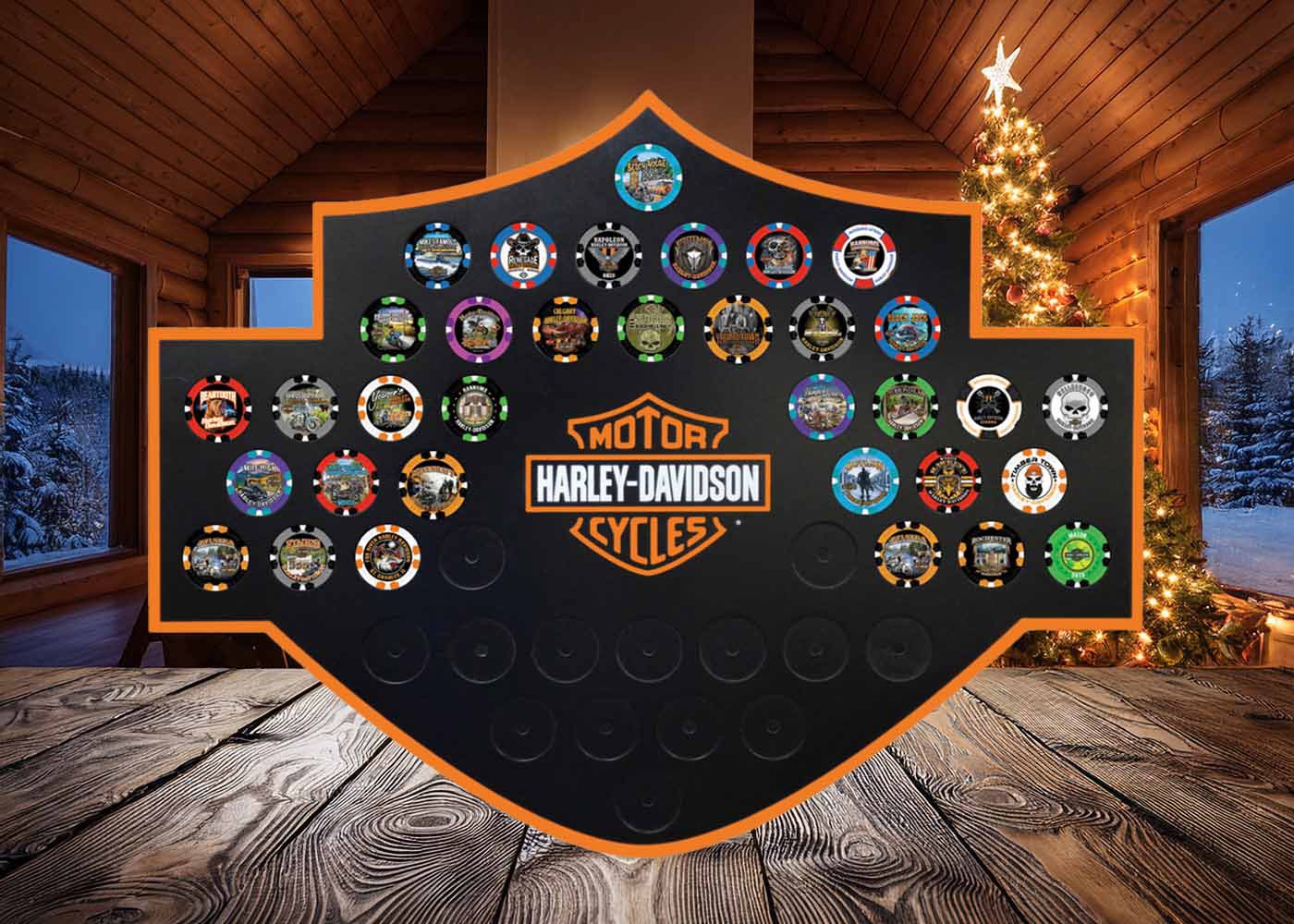 Poker chip magnetic frame in shape of bar & shield