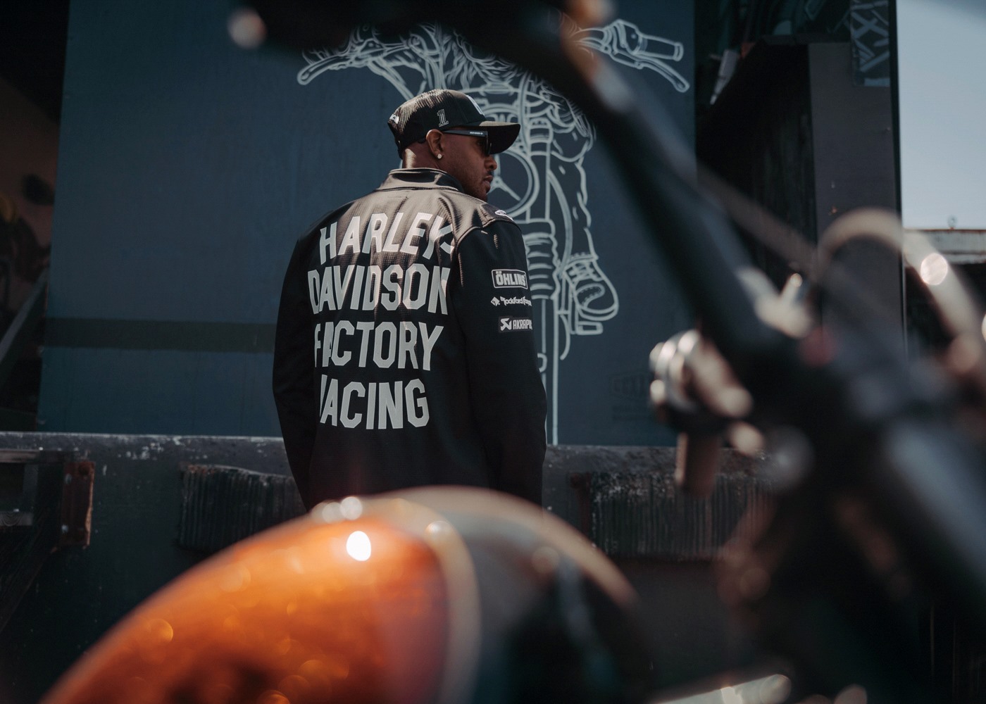 Man wearing Harley-Davidson Factory Racing jacket