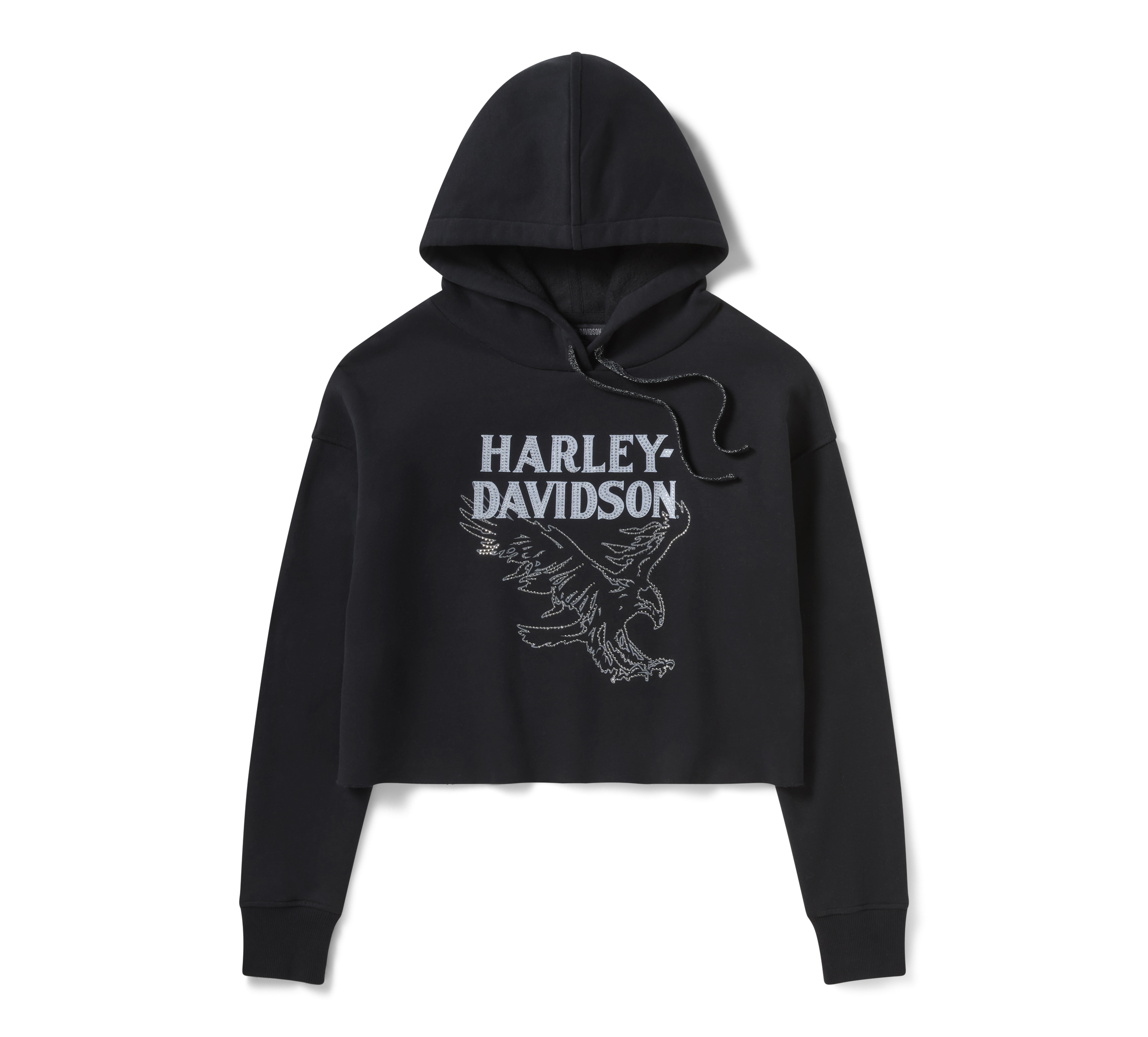 Women's Bling Raw Edge Hoodie - Harley Black | Harley-Davidson USA