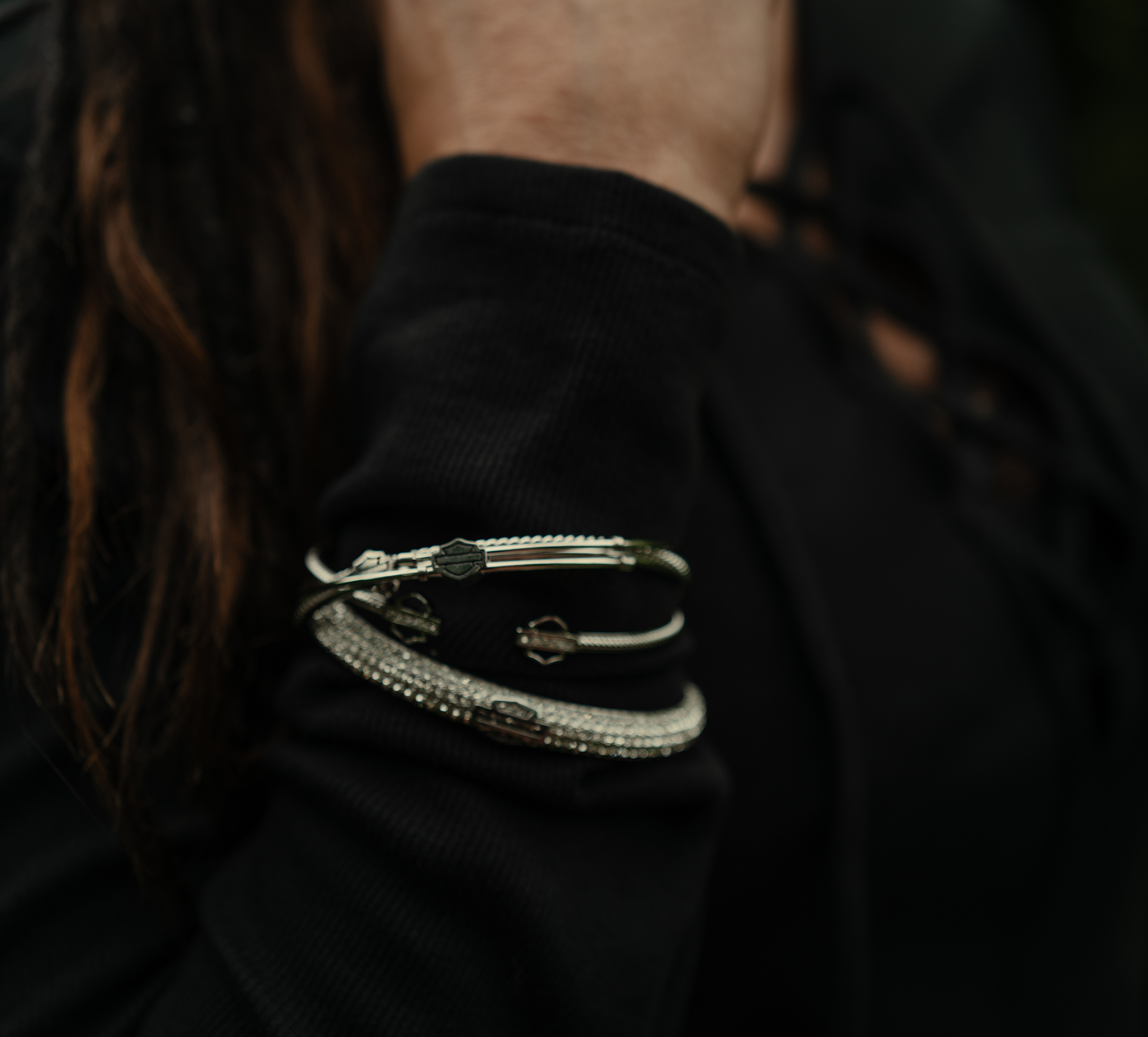 Women's Bar & Shield Hinged Cuff Bracelet