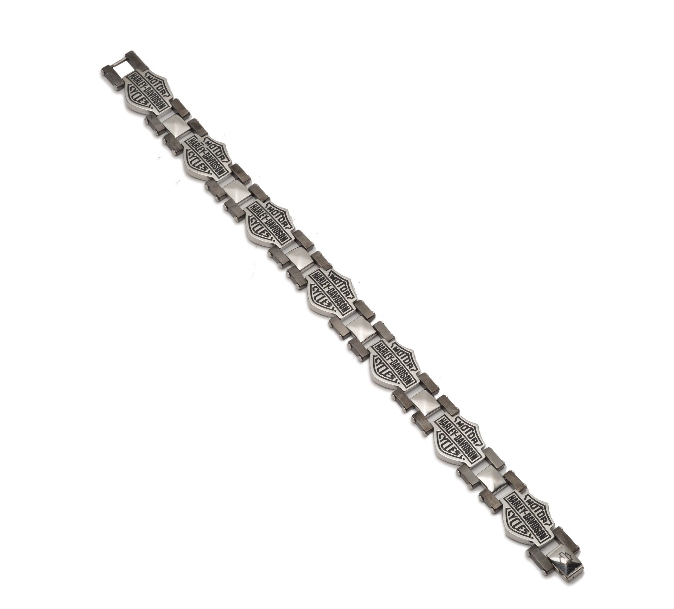 Men's 9" Bar & Shield Two Tone Chain Link Bracelet