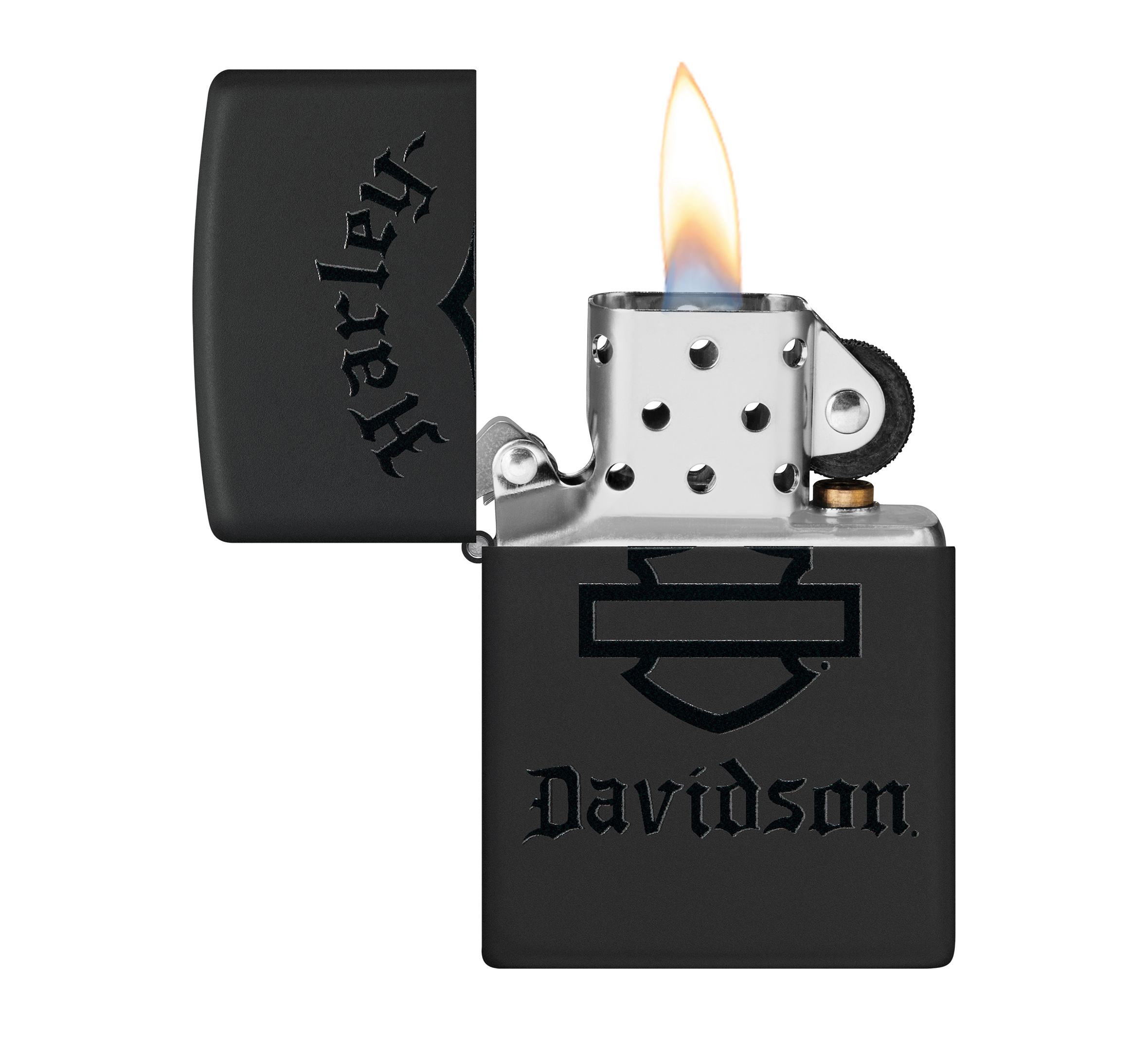 Harley-Davidson® Bar and Shield Logo Color Image Black Matte Windproof Lighter