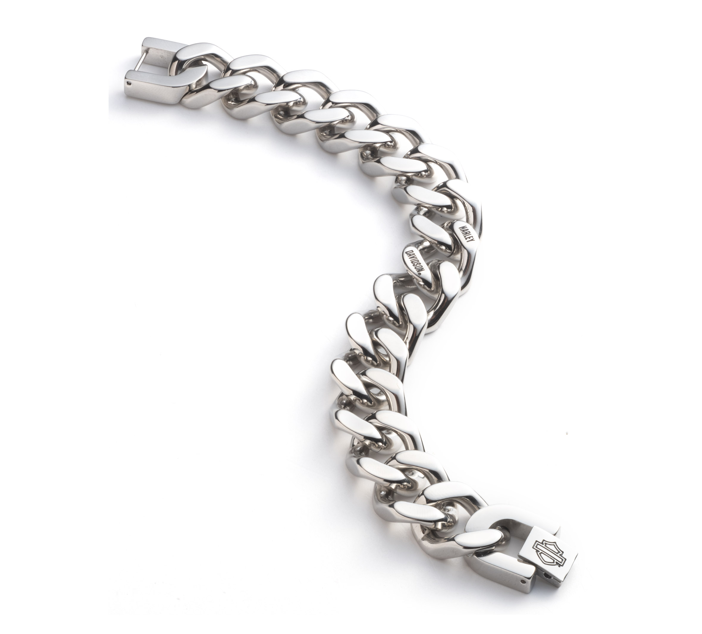 Men's Large Curb Chain Logo Bracelet
