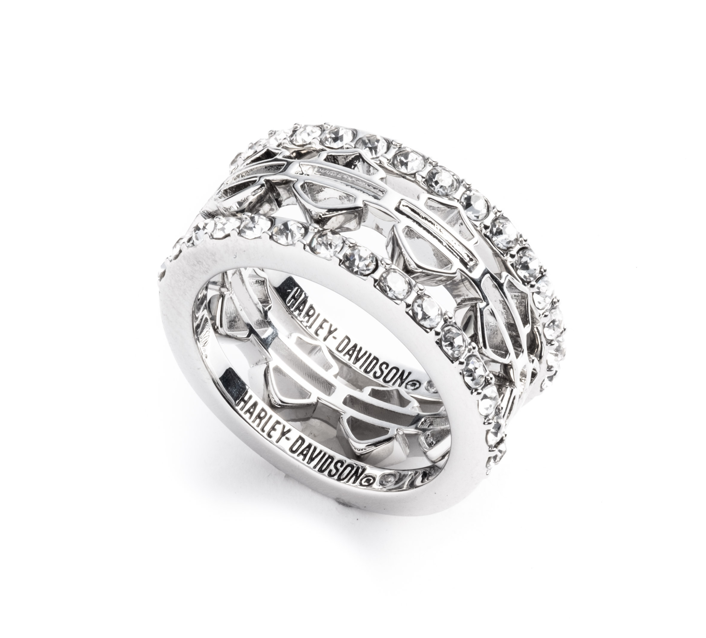 Women's Set of 3 Bar & Shield Logo Stackable Rings