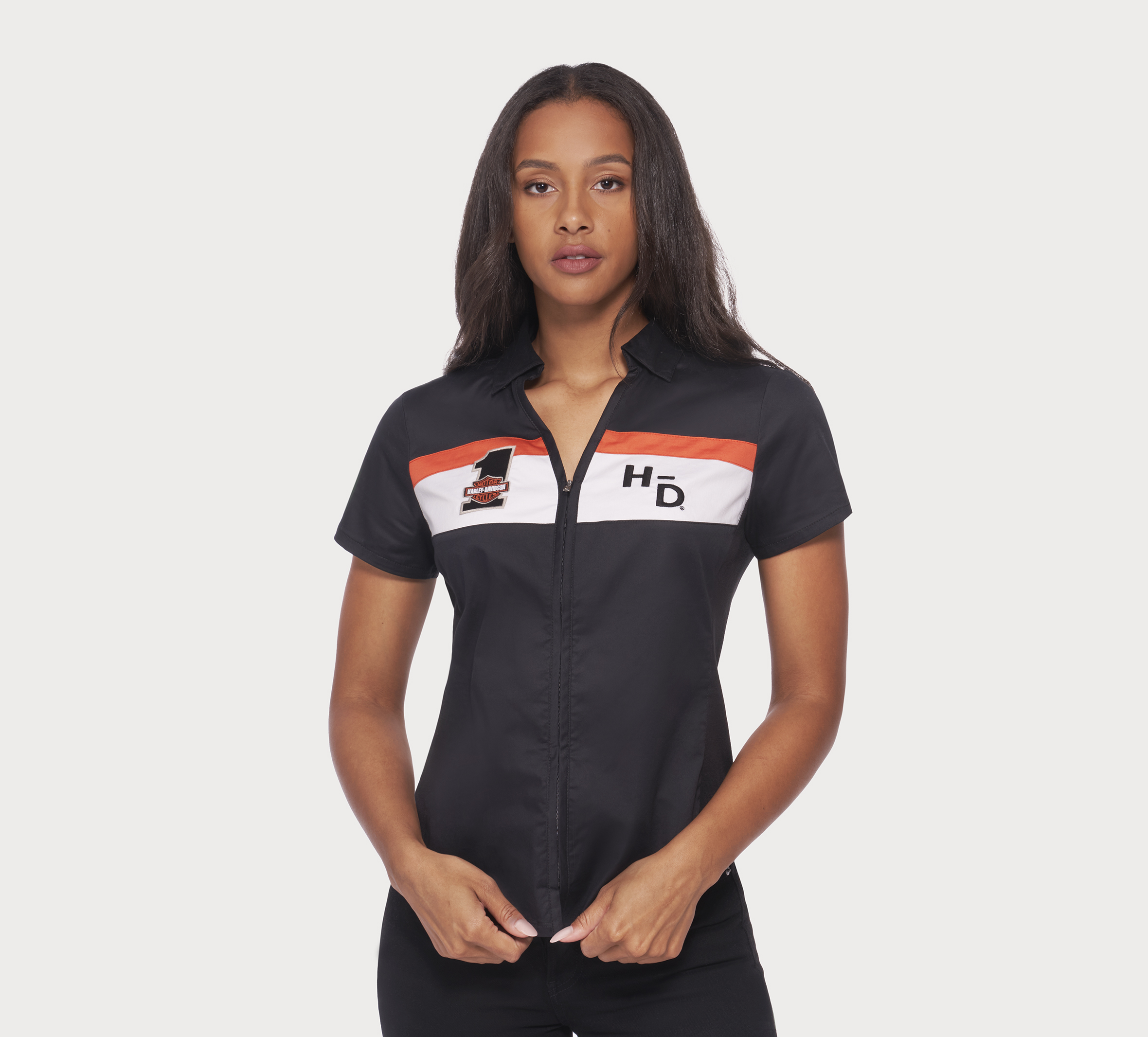 Women's Crew Stripe Zip Front Shirt | Harley-Davidson USA