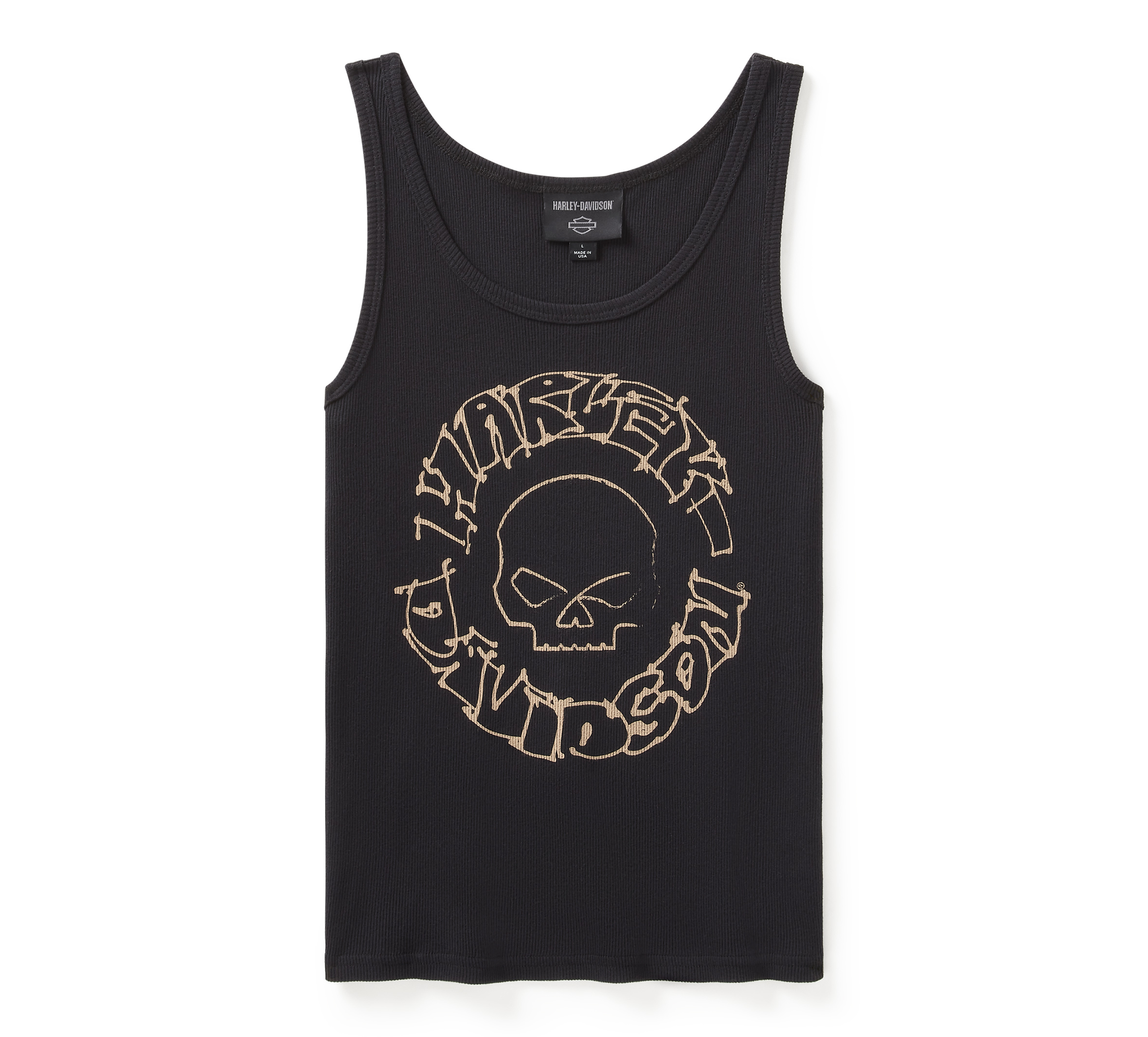 Willie G Sketchy Skull Ribbed Tanktop für Damen