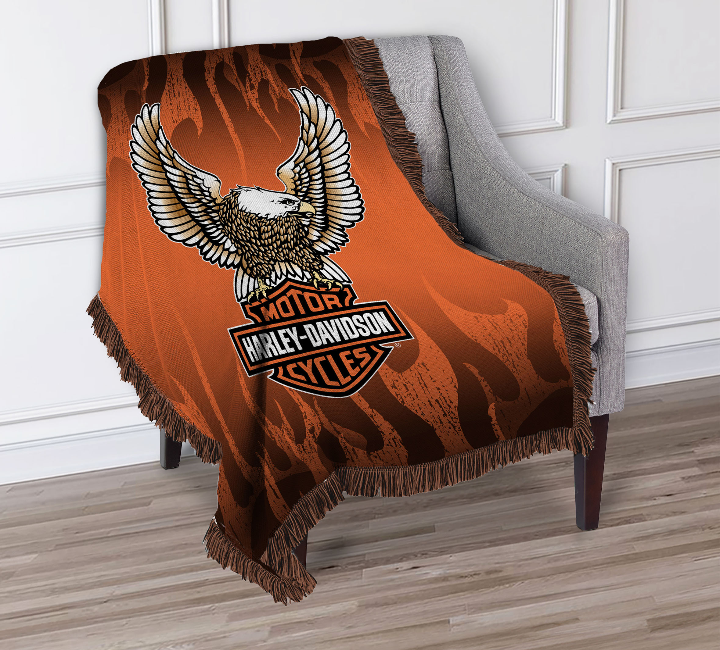46x60 Flying Flames Woven Tapestry | Harley-Davidson CA