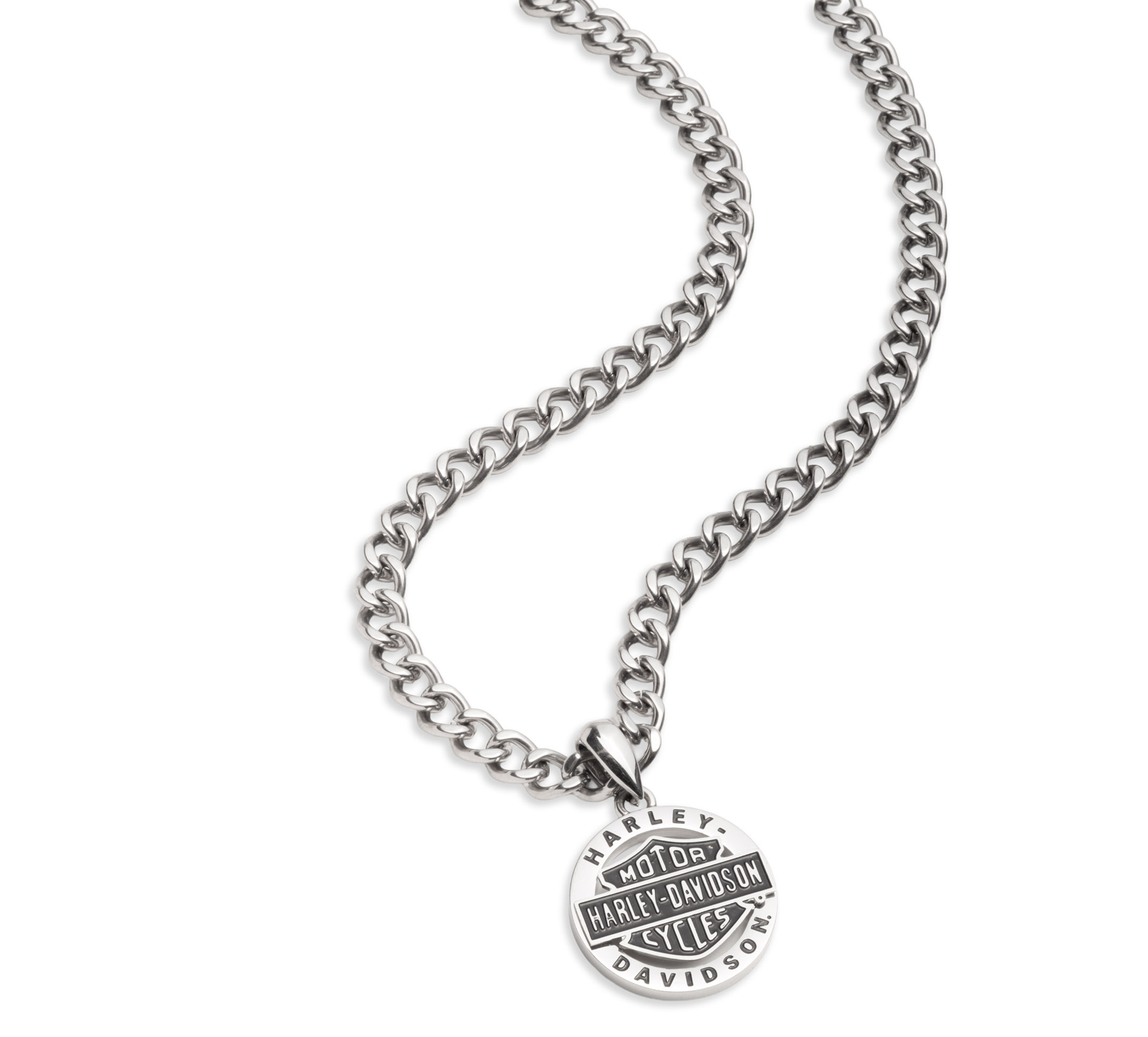 Men's 26" Round Bar & Shield Script Pendant Necklace