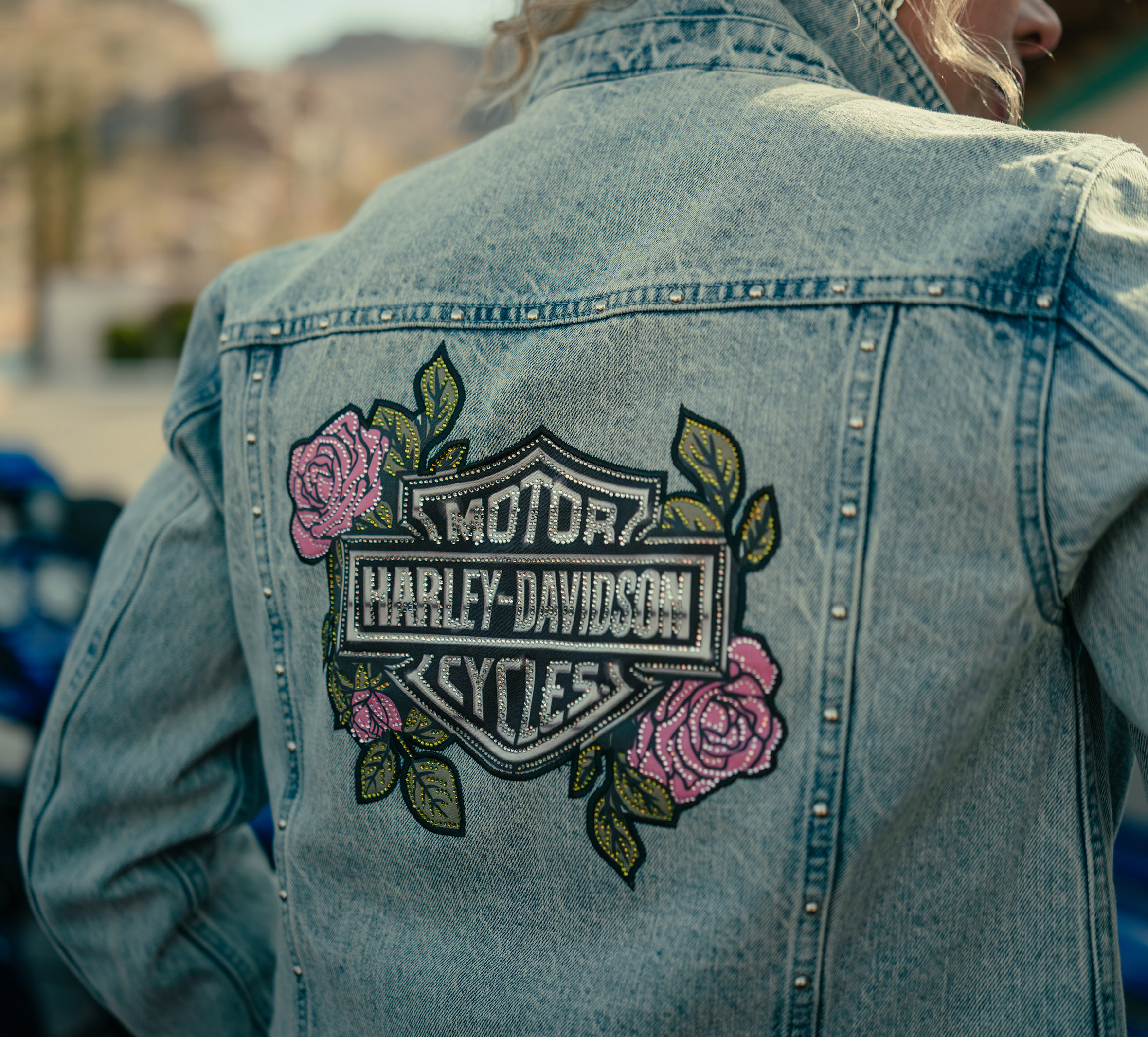 Women's Rose & Thorn Bling Denim Jacket