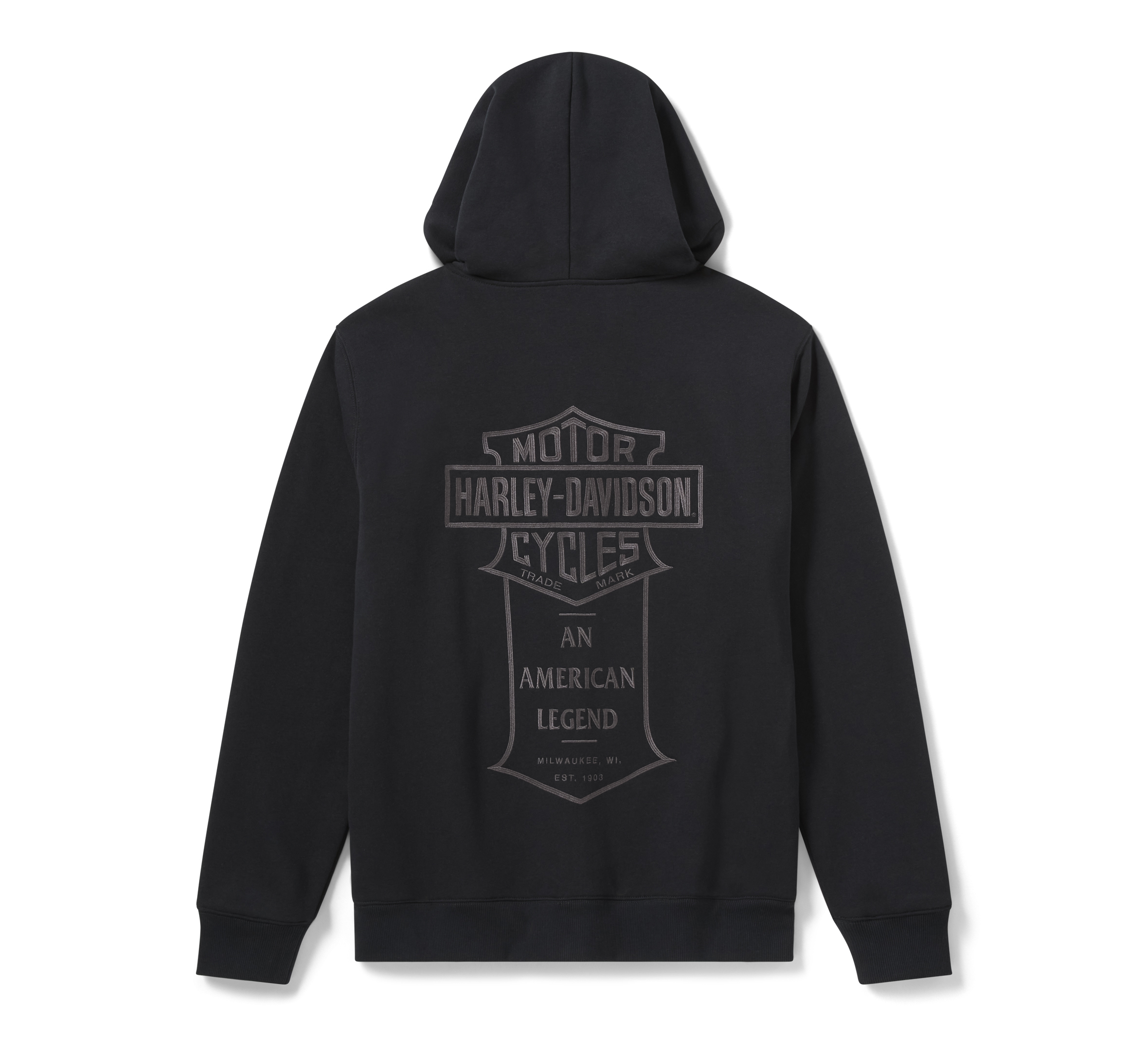 Men's H-D American Classic Flannel Lined Zip Hoodie - Harley Black